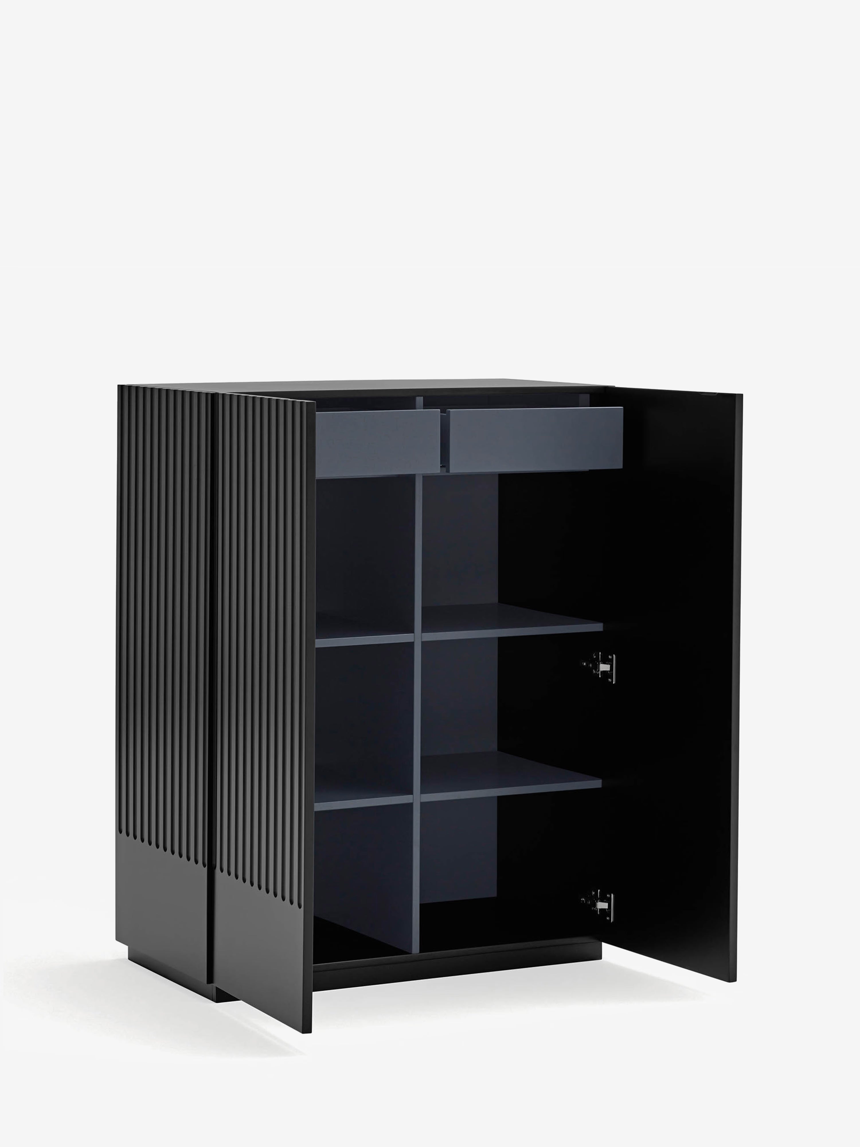 Doric aparador alto de MDF lacado negro - aparador de 2 puertas 91 x 120 cm