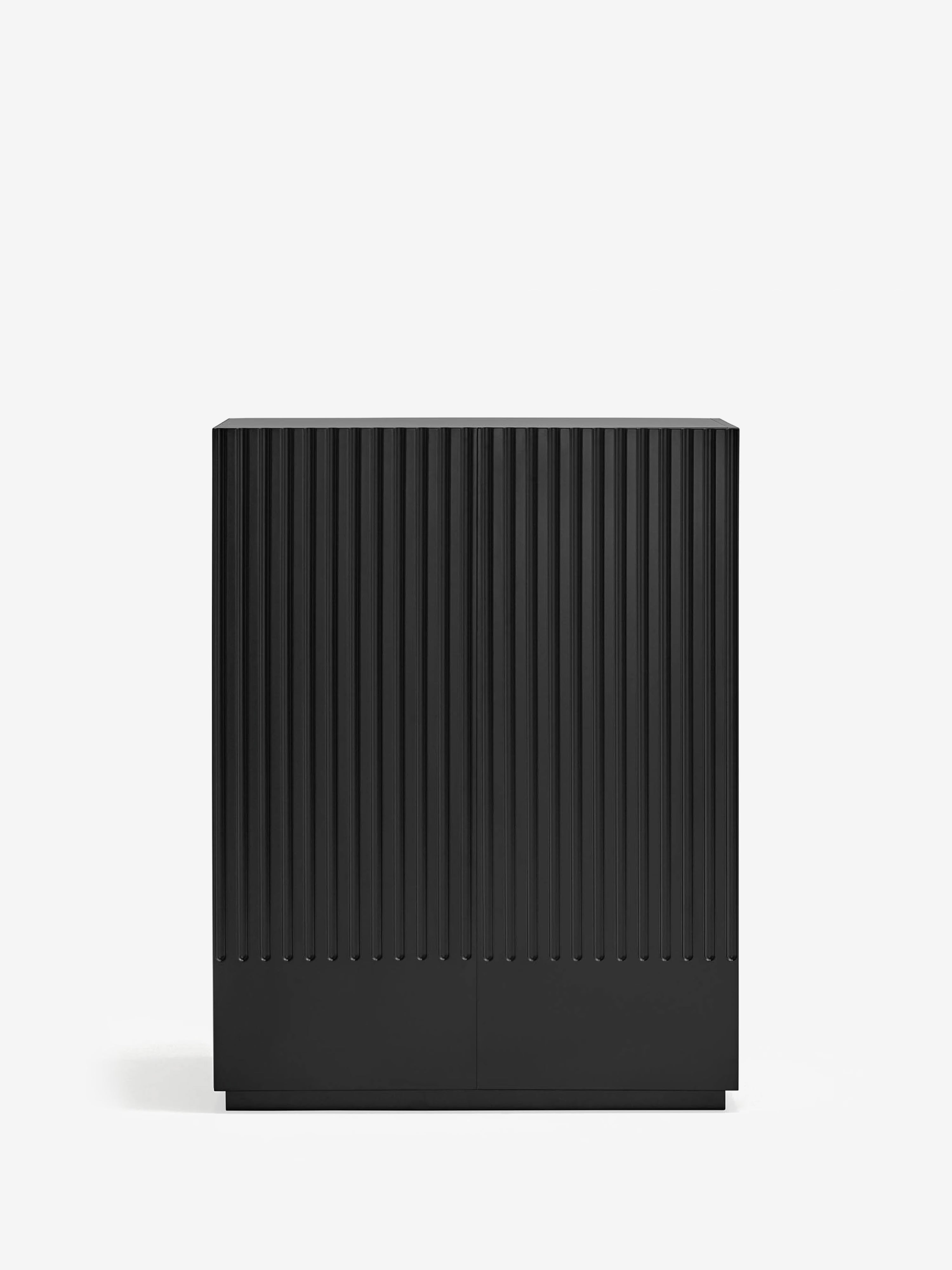 Doric aparador alto de MDF lacado negro - aparador de 2 puertas 91 x 120 cm