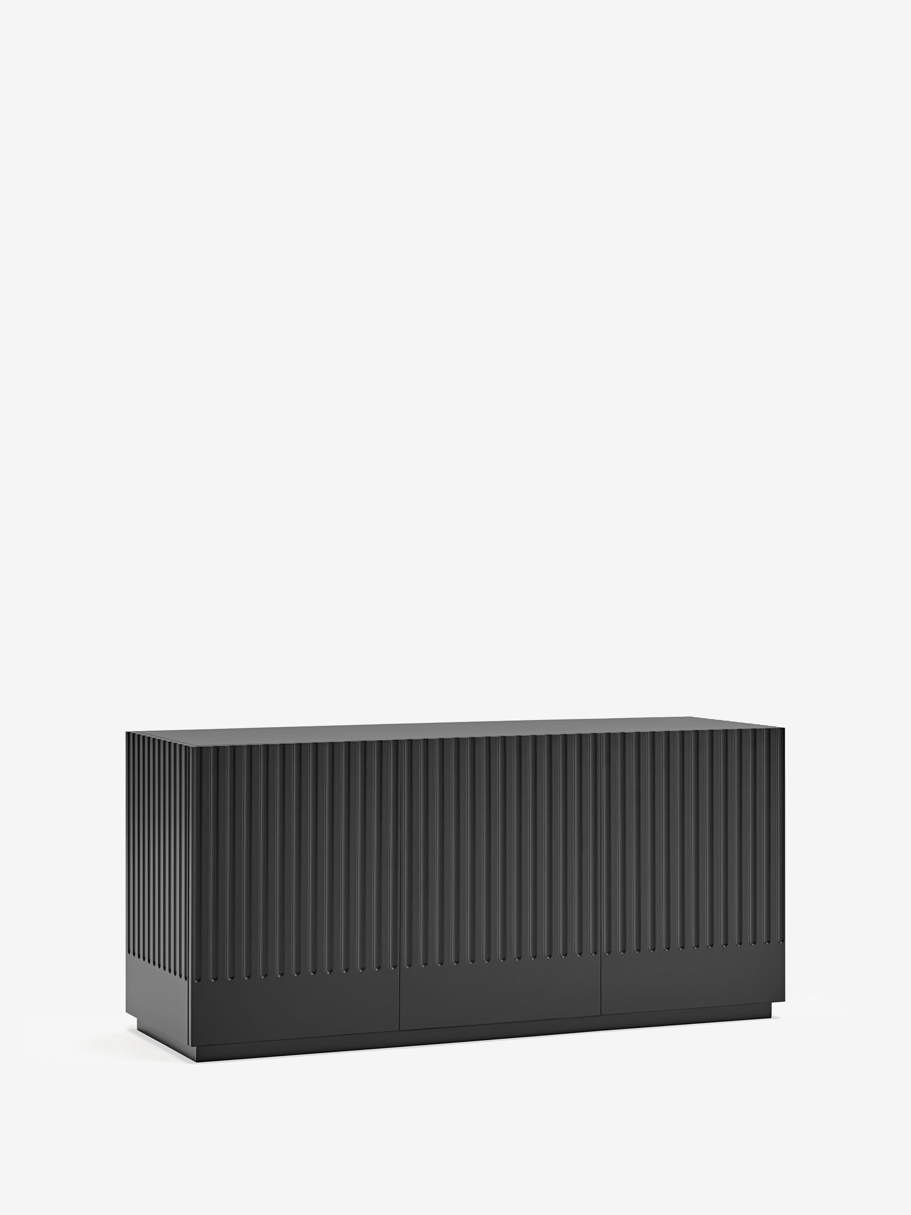 Doric aparador bajo en MDF negro - aparador de 3 puertas 148 x 70 cm