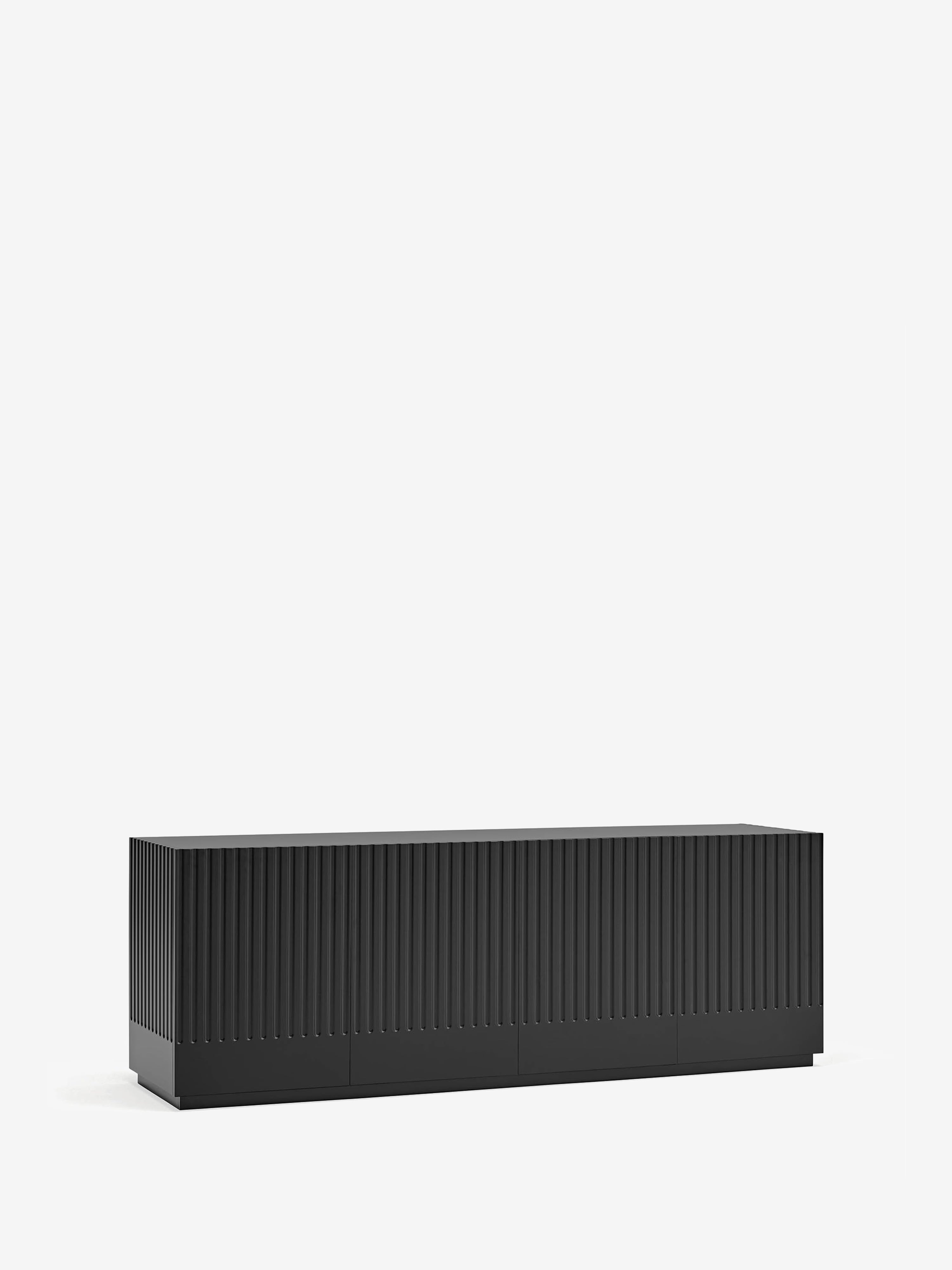Doric aparador bajo MDF negro- aparador de 4 puertas 198 x 70 cm
