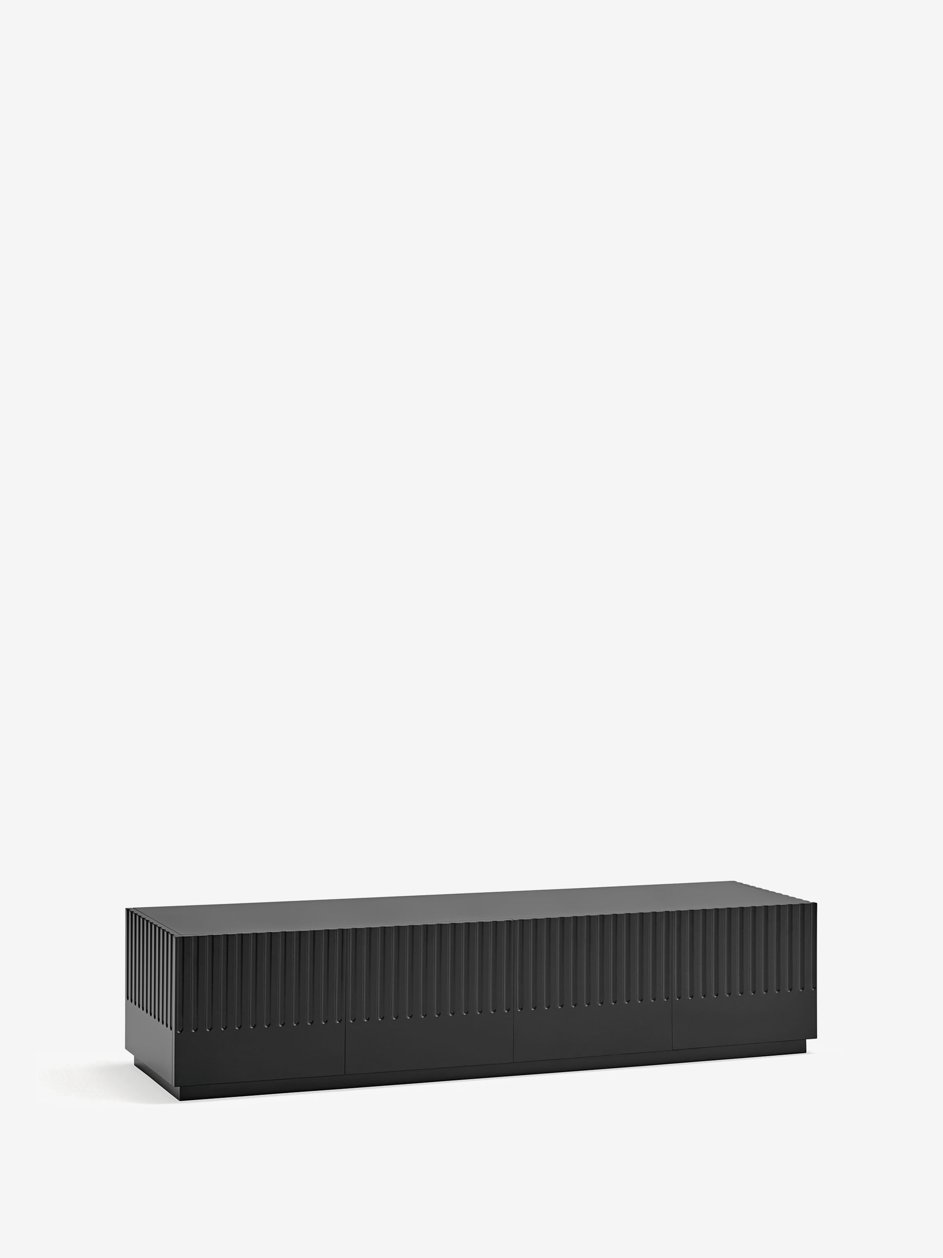 Doric mueble de TV minimalista de 4 puertas y 2 cajones en MDF negro 182 x42 cm