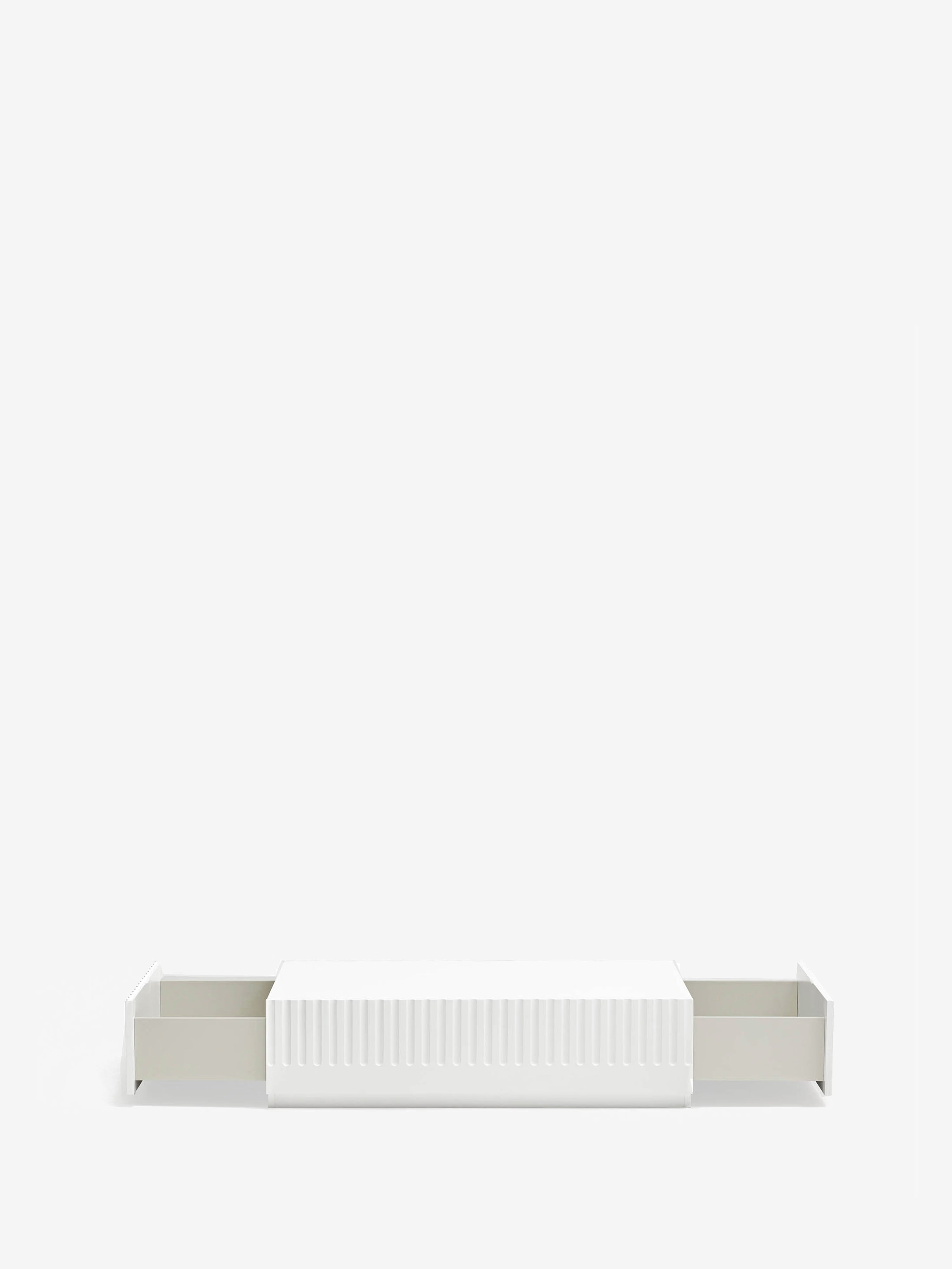 Doric Couchtisch aus weißem MDF - 2 herausziehbare Schubladen 110 x 28 cm
