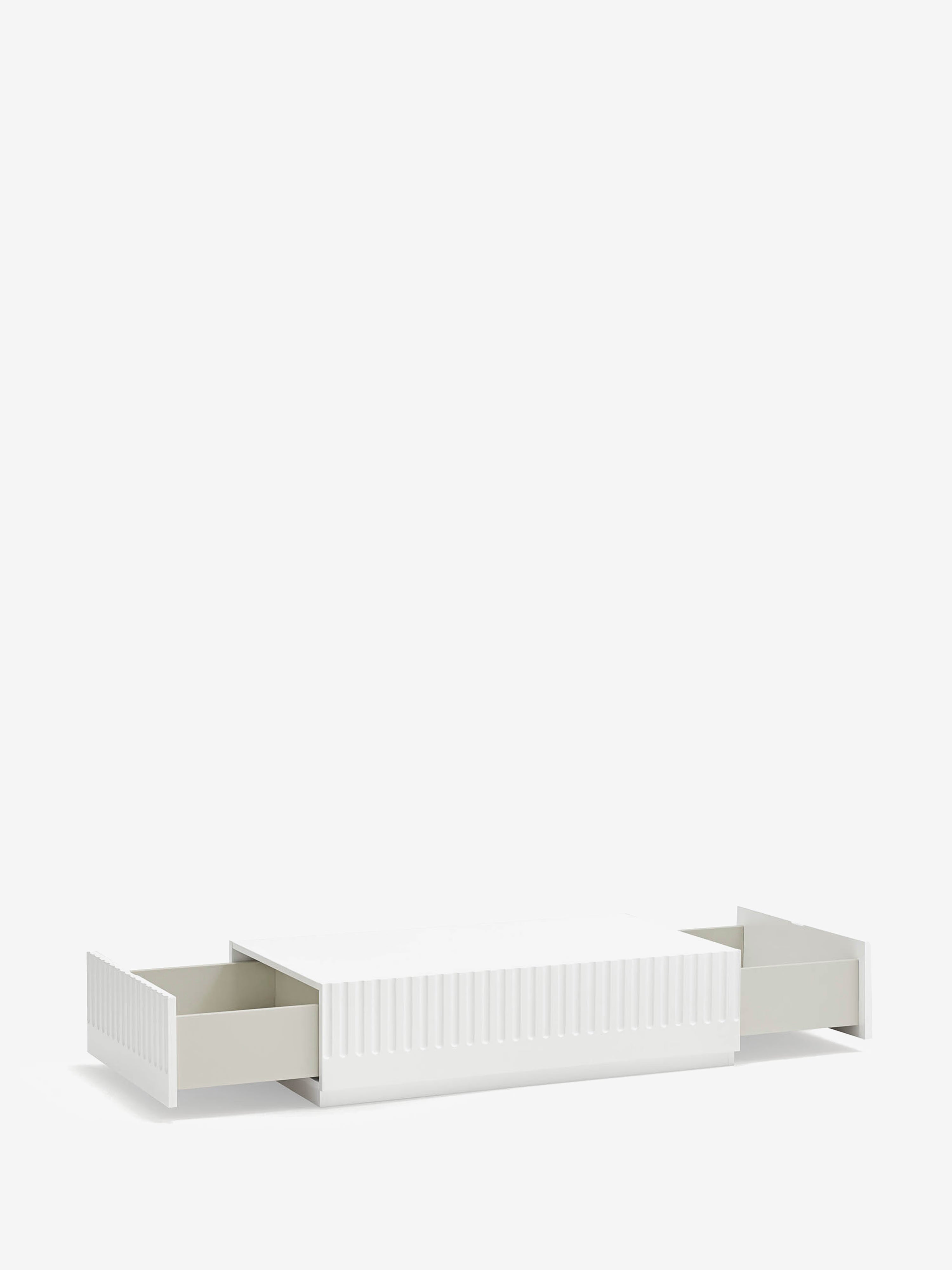 Doric Couchtisch aus weißem MDF - 2 herausziehbare Schubladen 110 x 28 cm