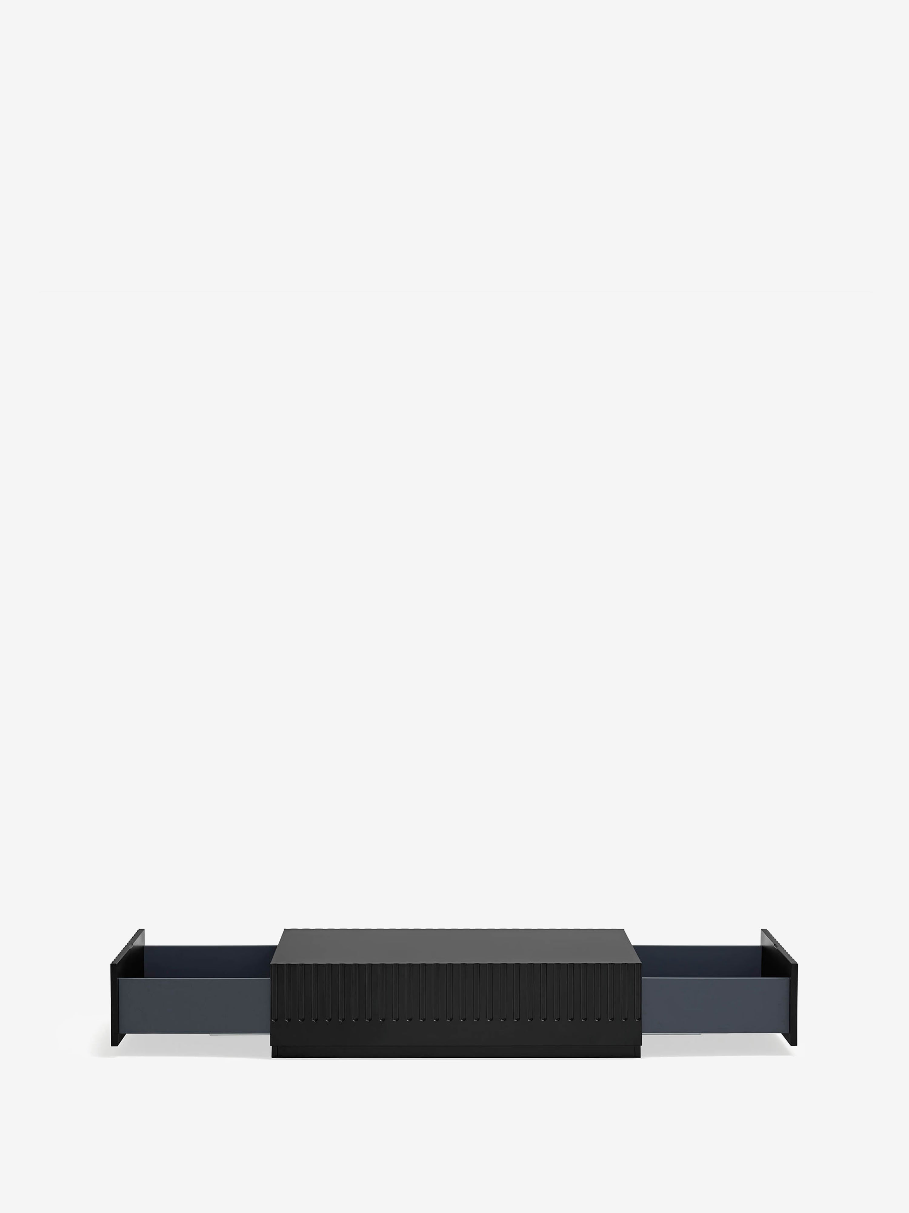 Doric Couchtisch aus schwarz lackiertem MDF - 2 herausziehbare Schubladen 110 x 28 cm