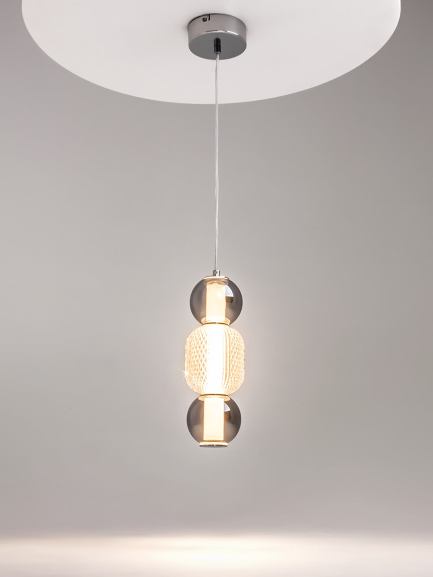 Drop Lámpara colgante LED de vidrio efecto gota cromada