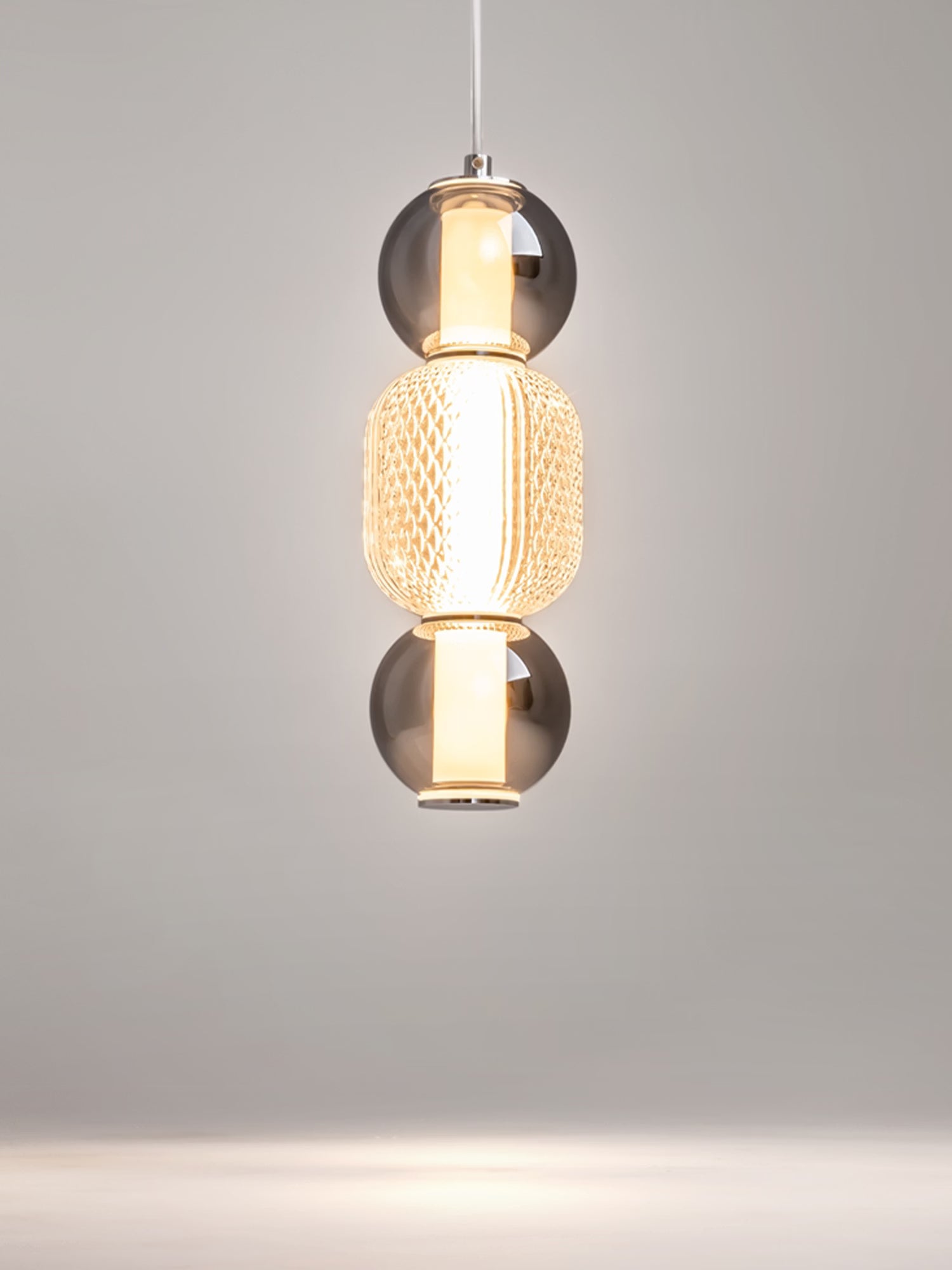 Drop Lámpara colgante LED de vidrio efecto gota cromada
