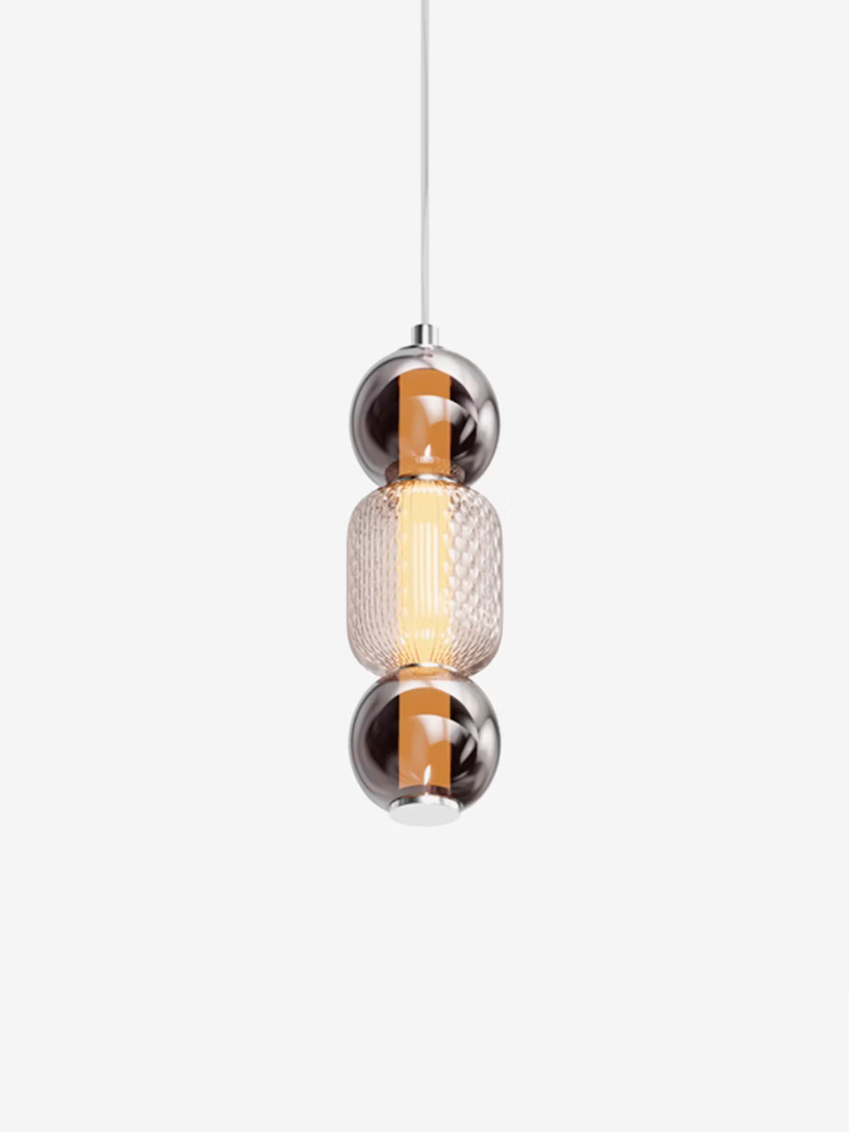 Drop Suspension LED en verre effet goutte chromé