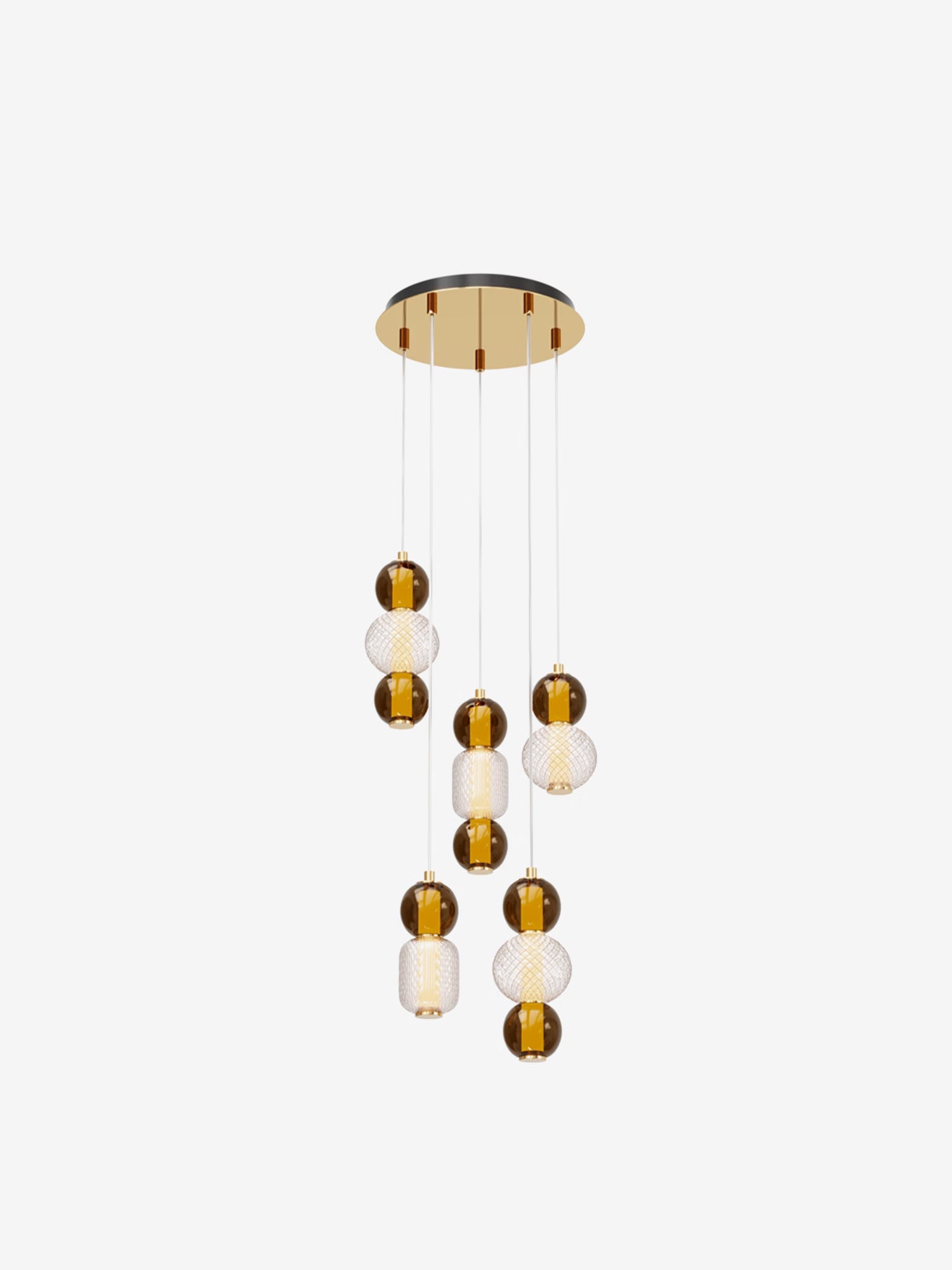 Drop Lampada a sospensione a 5 luci in vetro effetto goccia con finitura oro