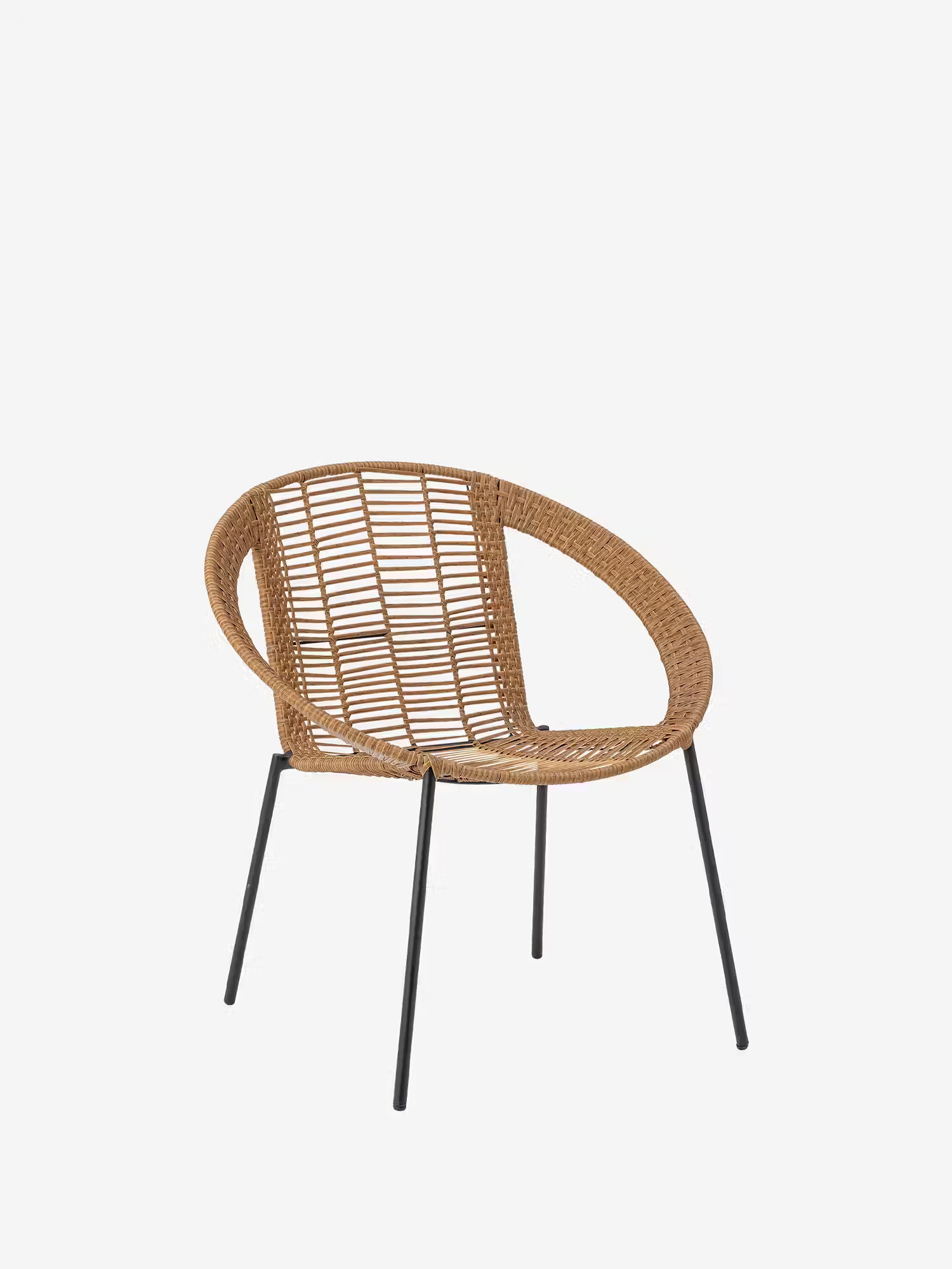Dudine Conjunto de exterior de 2 sillones y mesita en poliratán natural y metal negro
