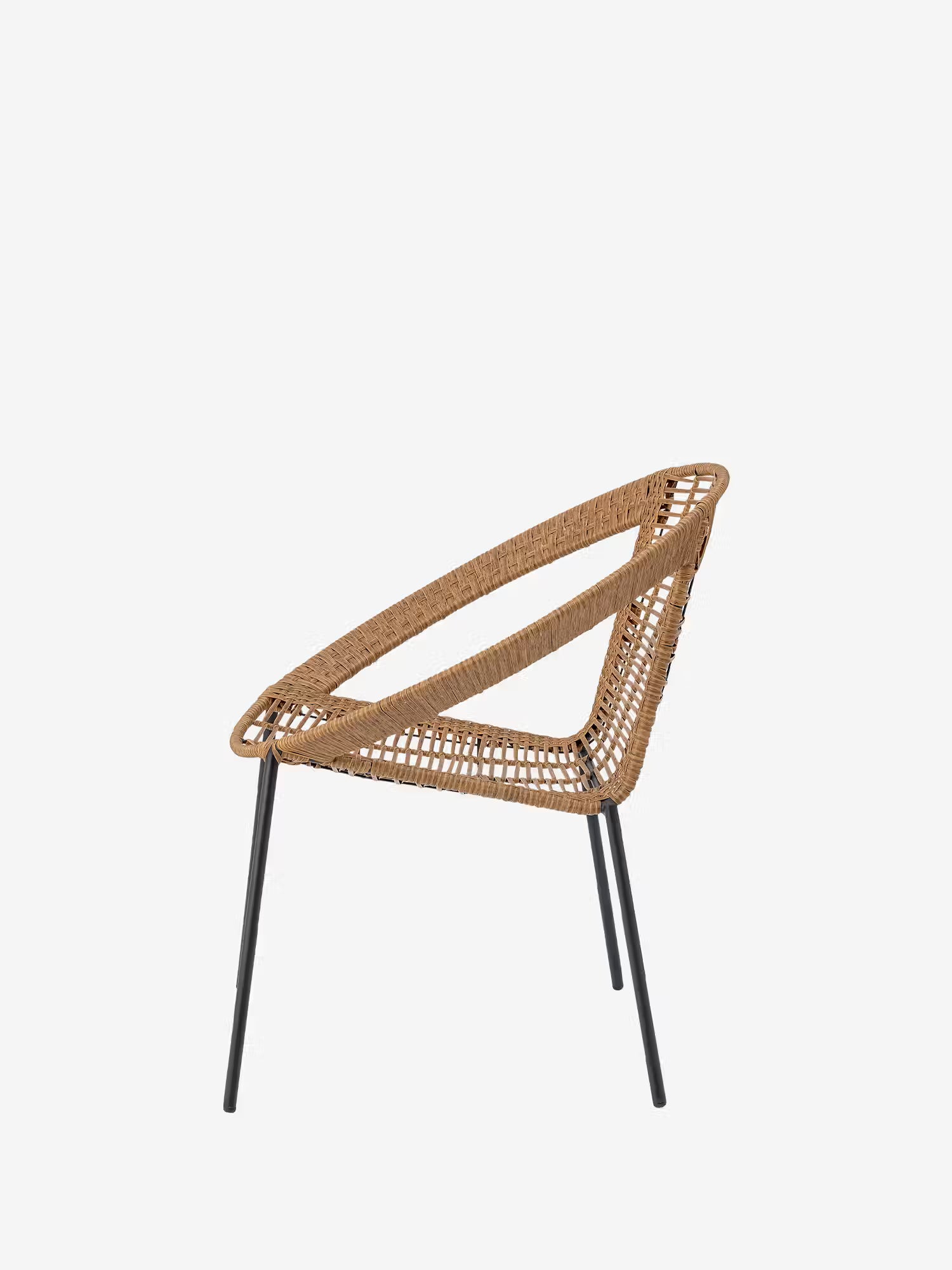 Dudine Conjunto de exterior de 2 sillones y mesita en poliratán natural y metal negro