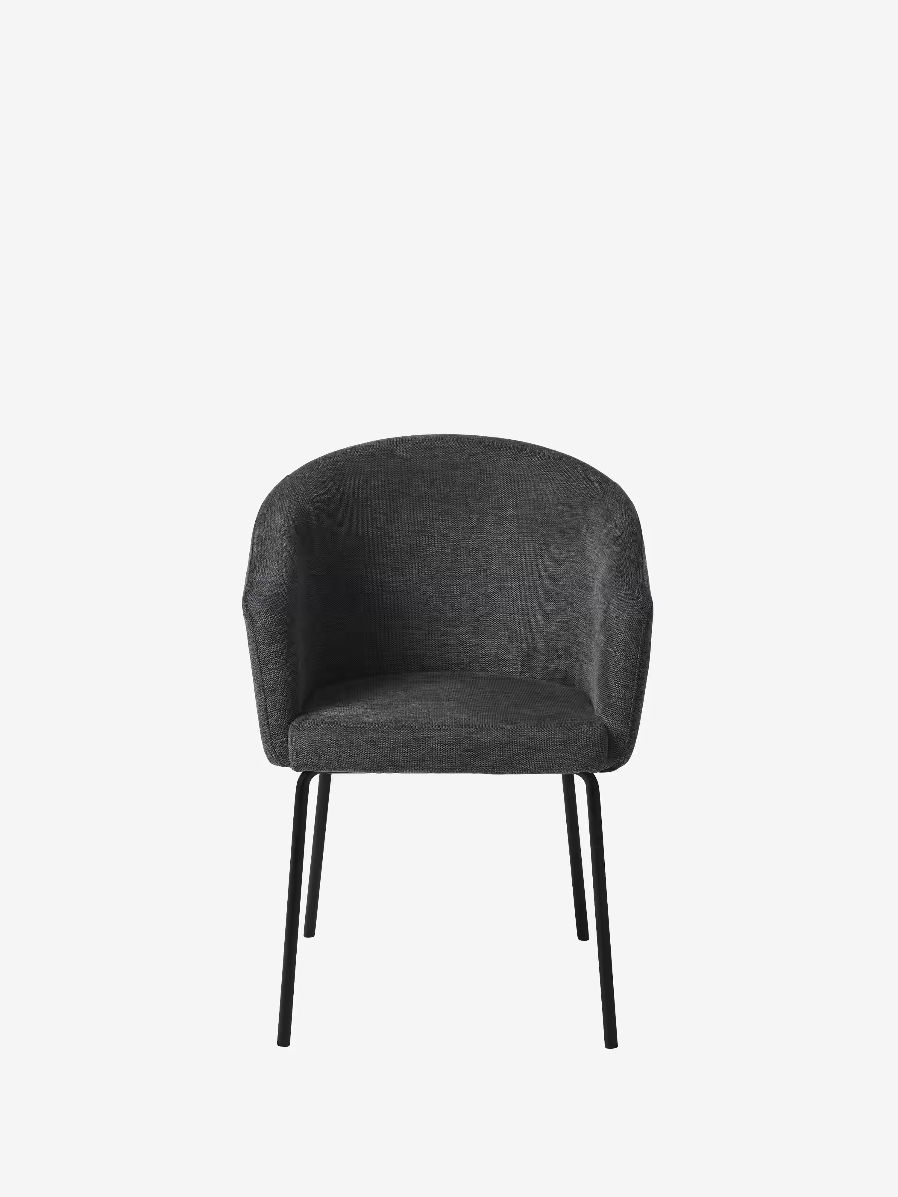 Easton Chaise rembourrée en tissu design enveloppant avec accoudoirs et pieds en métal noir