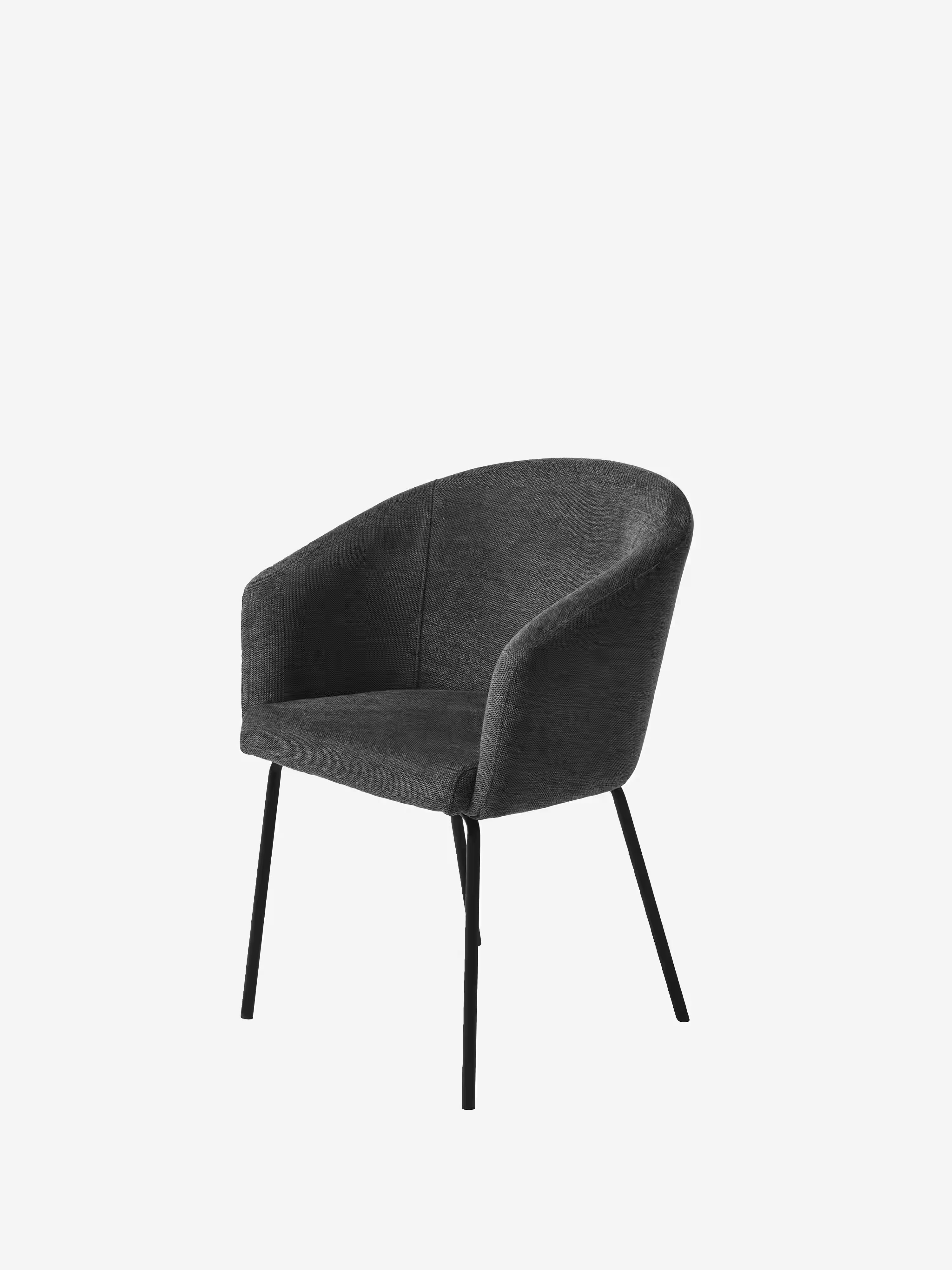 Easton Chaise rembourrée en tissu design enveloppant avec accoudoirs et pieds en métal noir
