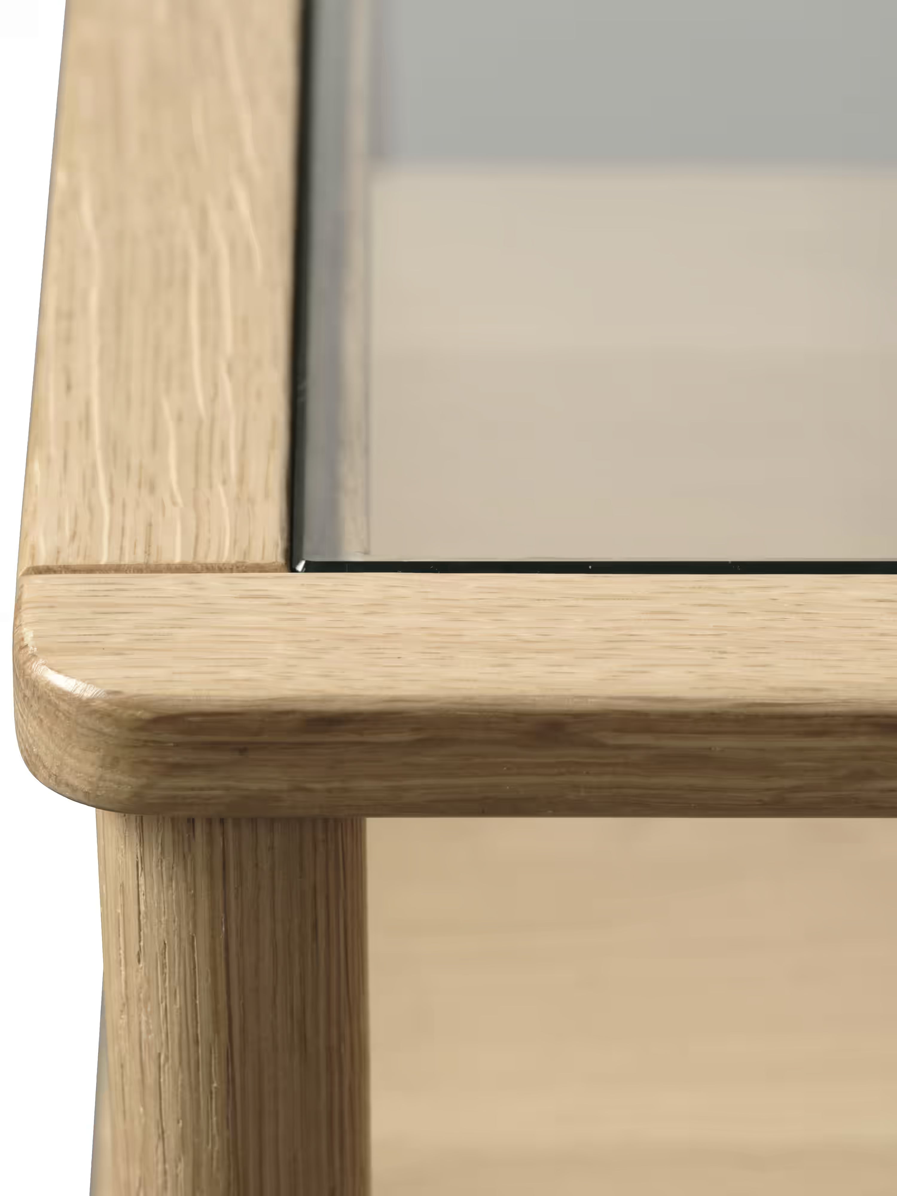 Couchtisch Elba aus natürlichem Eichenholz mit Tischplatte aus gehärtetem Glas 120 × 60 cm