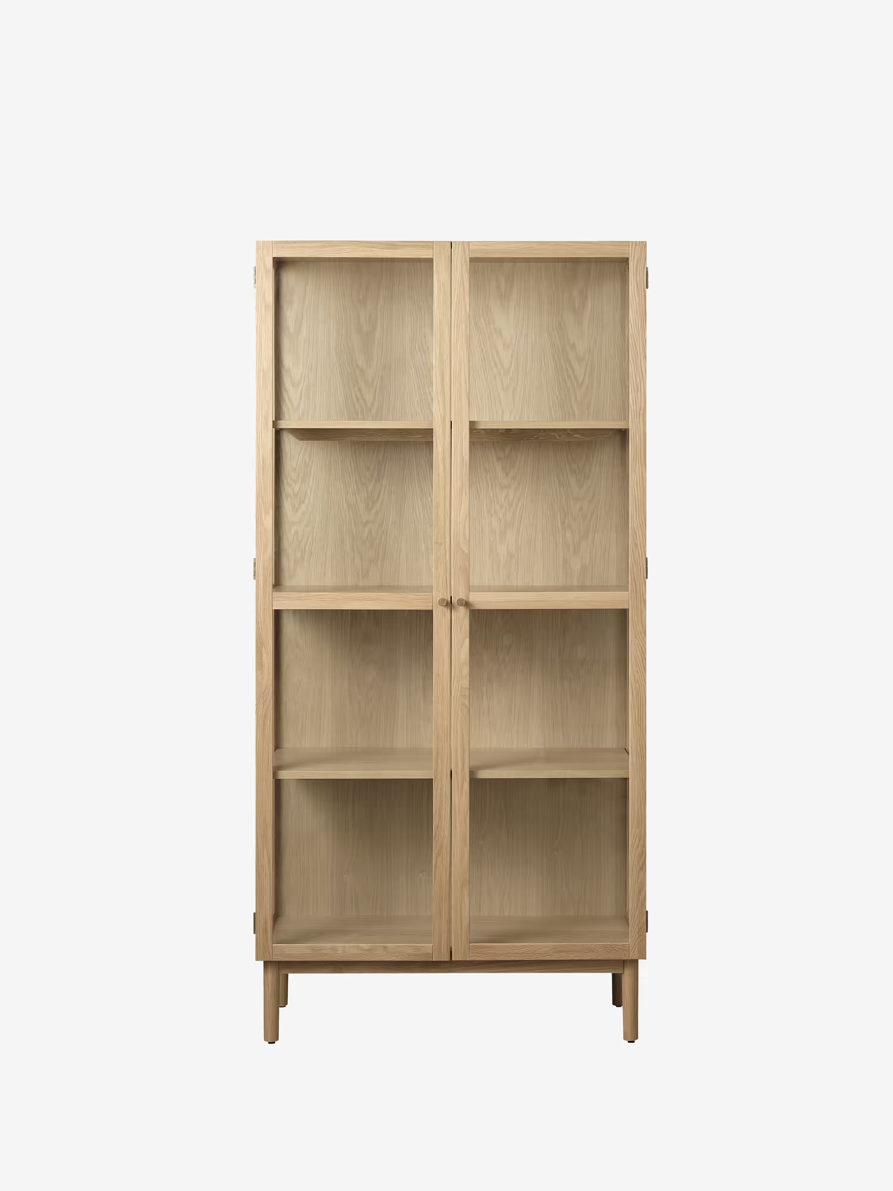 Elba tall display cabinet in oak with tempered glass doors - sideboard 90 x 190 cm