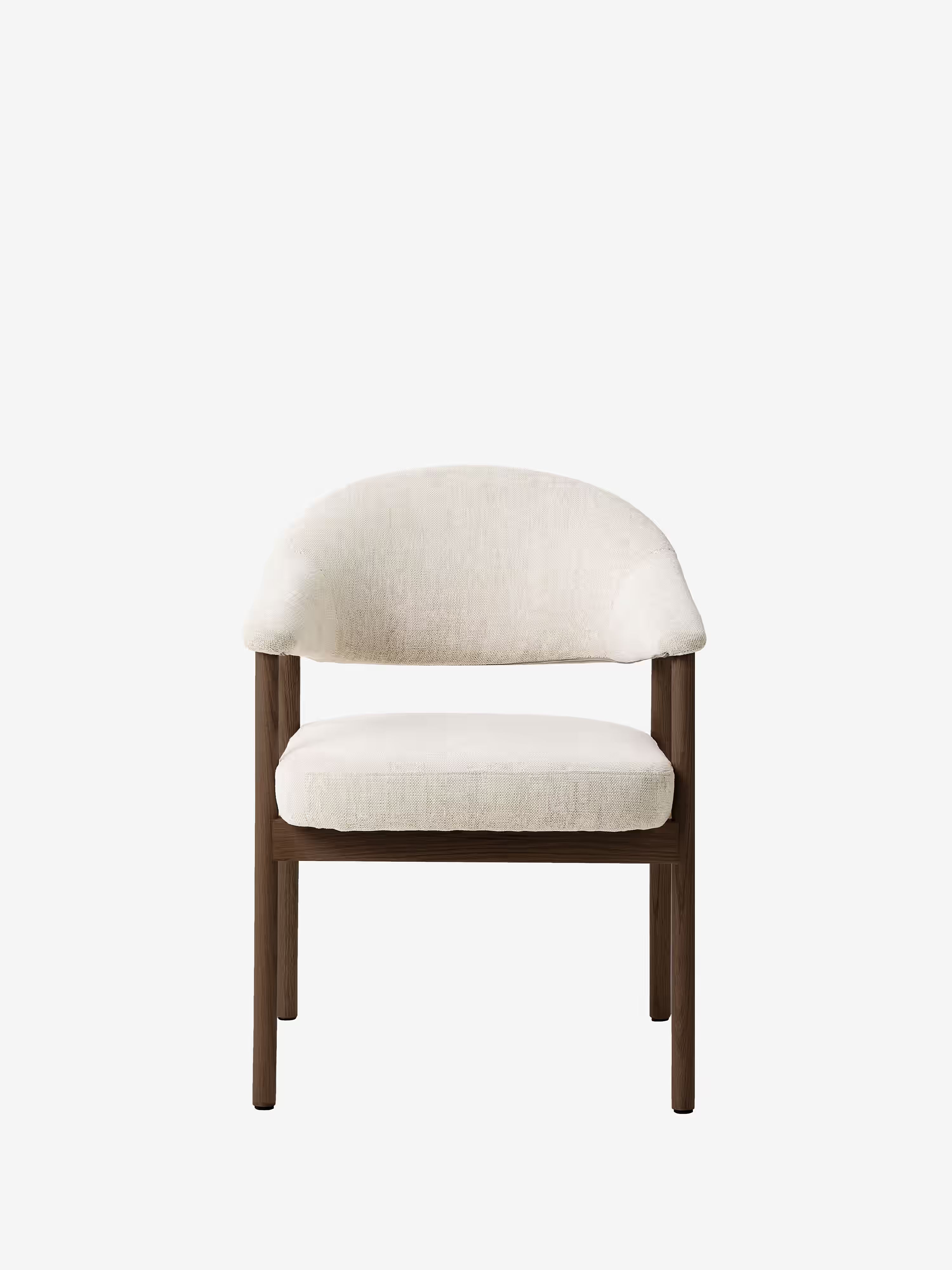 Elk Stuhl aus cremefarbener Chenille und dunklem Eichenholz - modernes und nachhaltiges Design