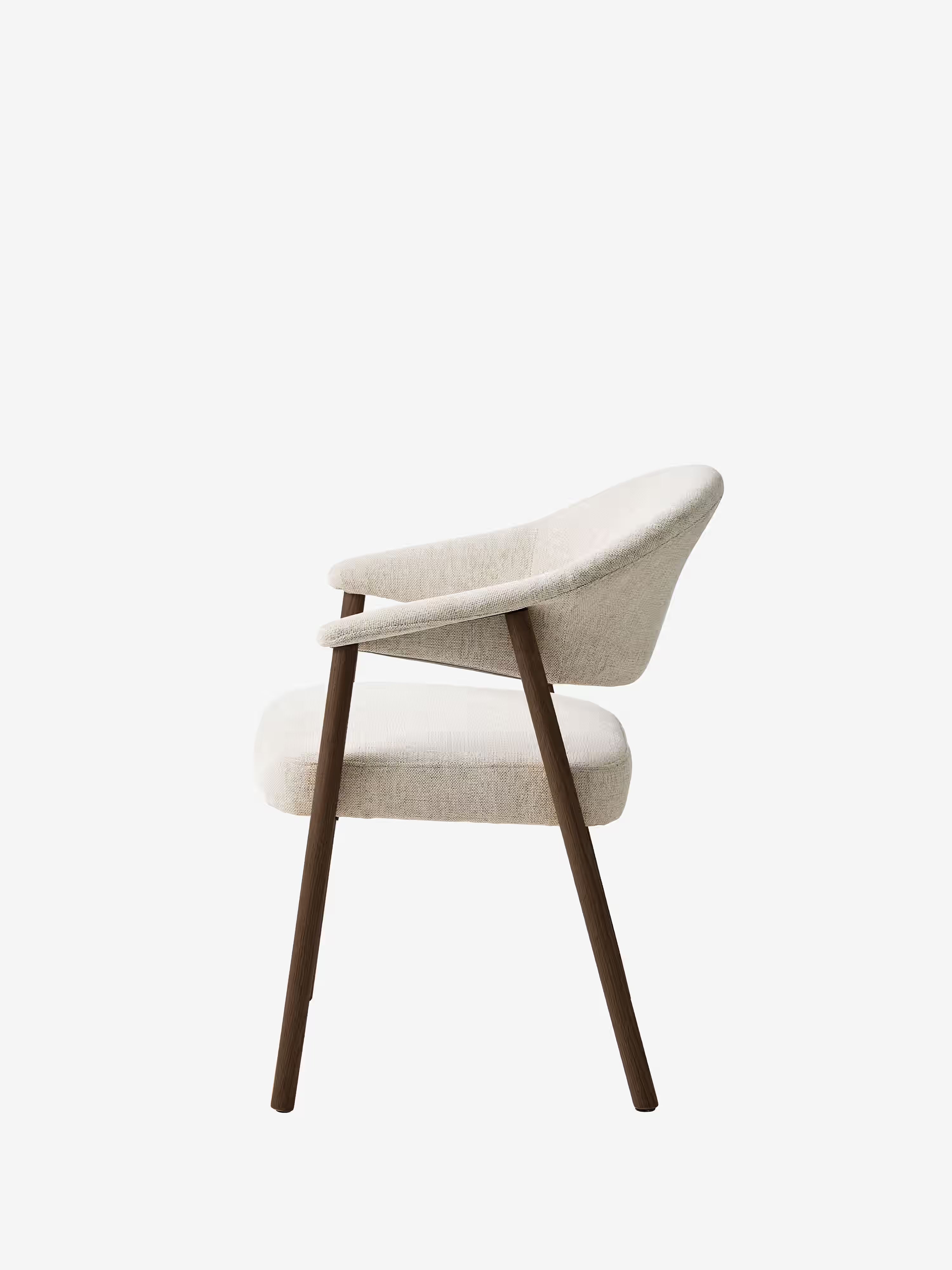 Elk Stuhl aus cremefarbener Chenille und dunklem Eichenholz - modernes und nachhaltiges Design