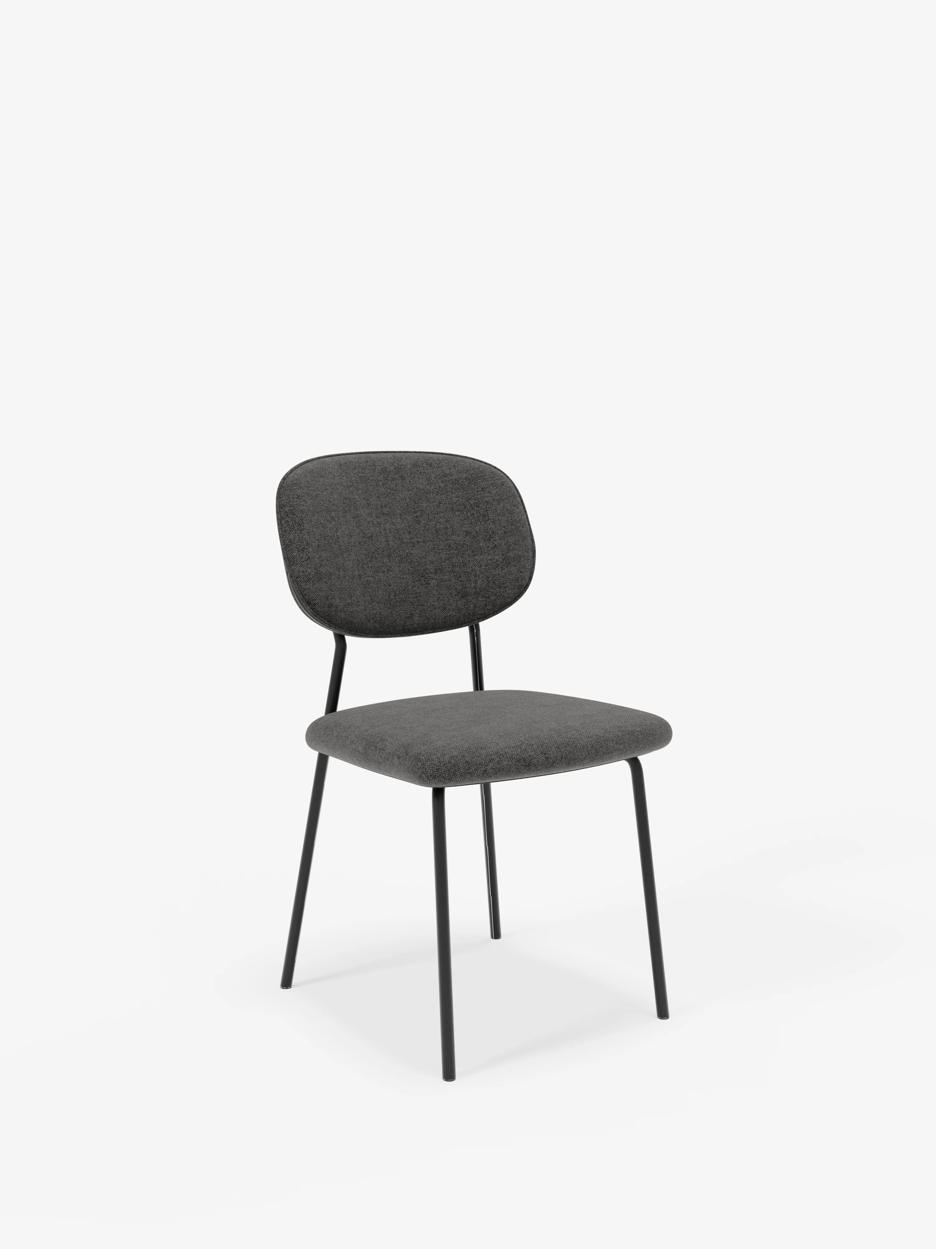 Ellis chaise en tissu gris foncé avec pieds en métal peint noir