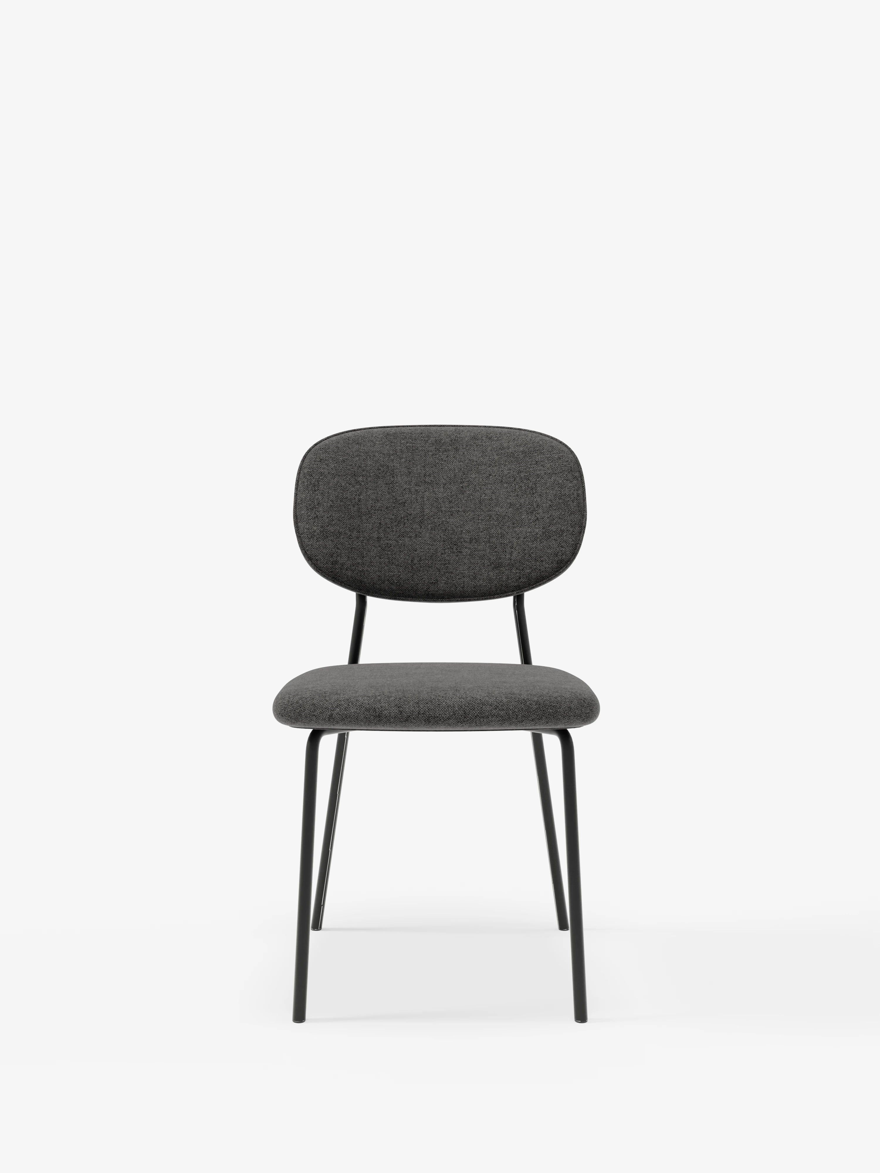 Ellis chaise en tissu gris foncé avec pieds en métal peint noir