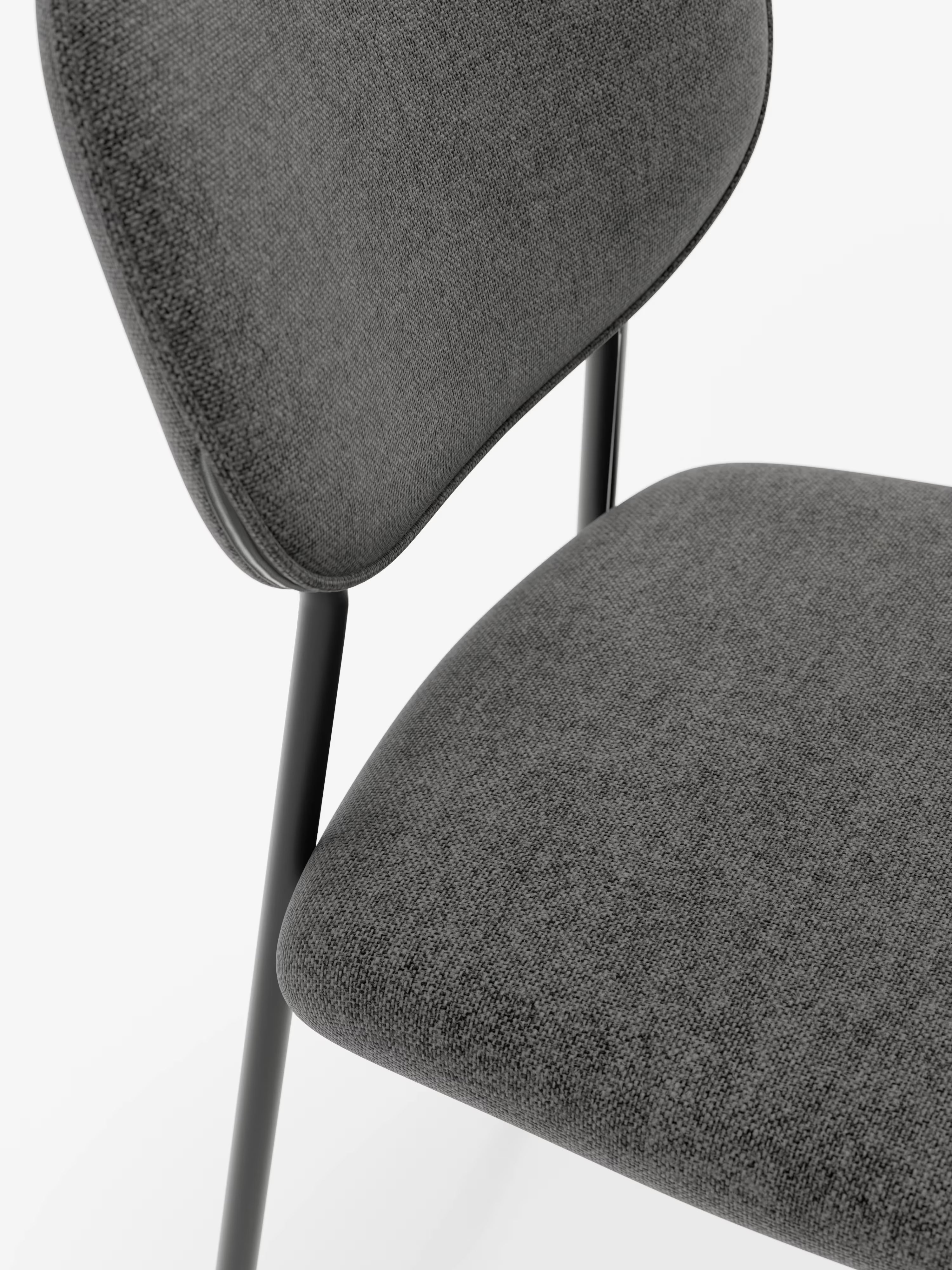 Ellis chaise en tissu gris foncé avec pieds en métal peint noir