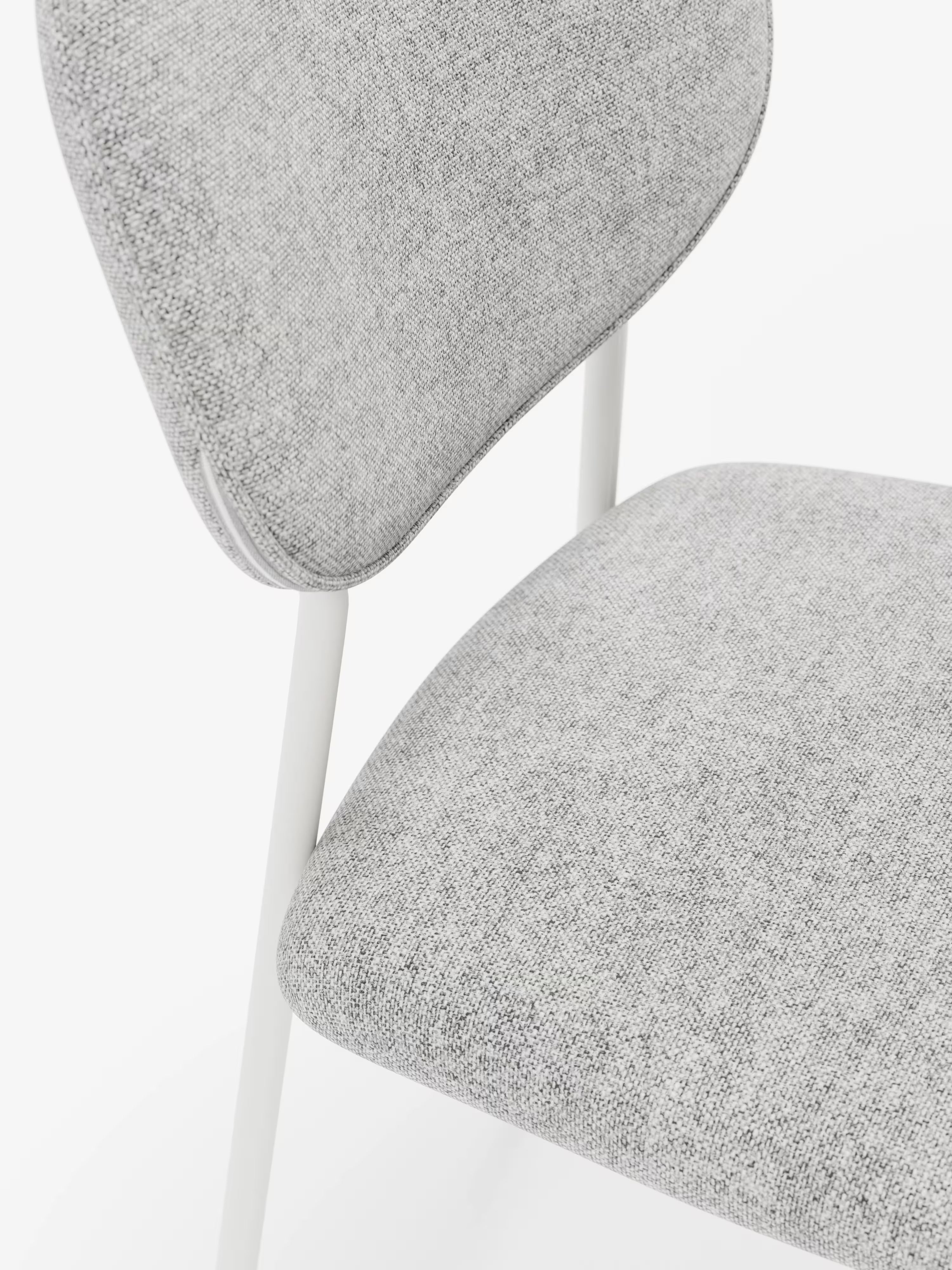 Ellis chaise en tissu gris clair avec pieds en métal peint blanc