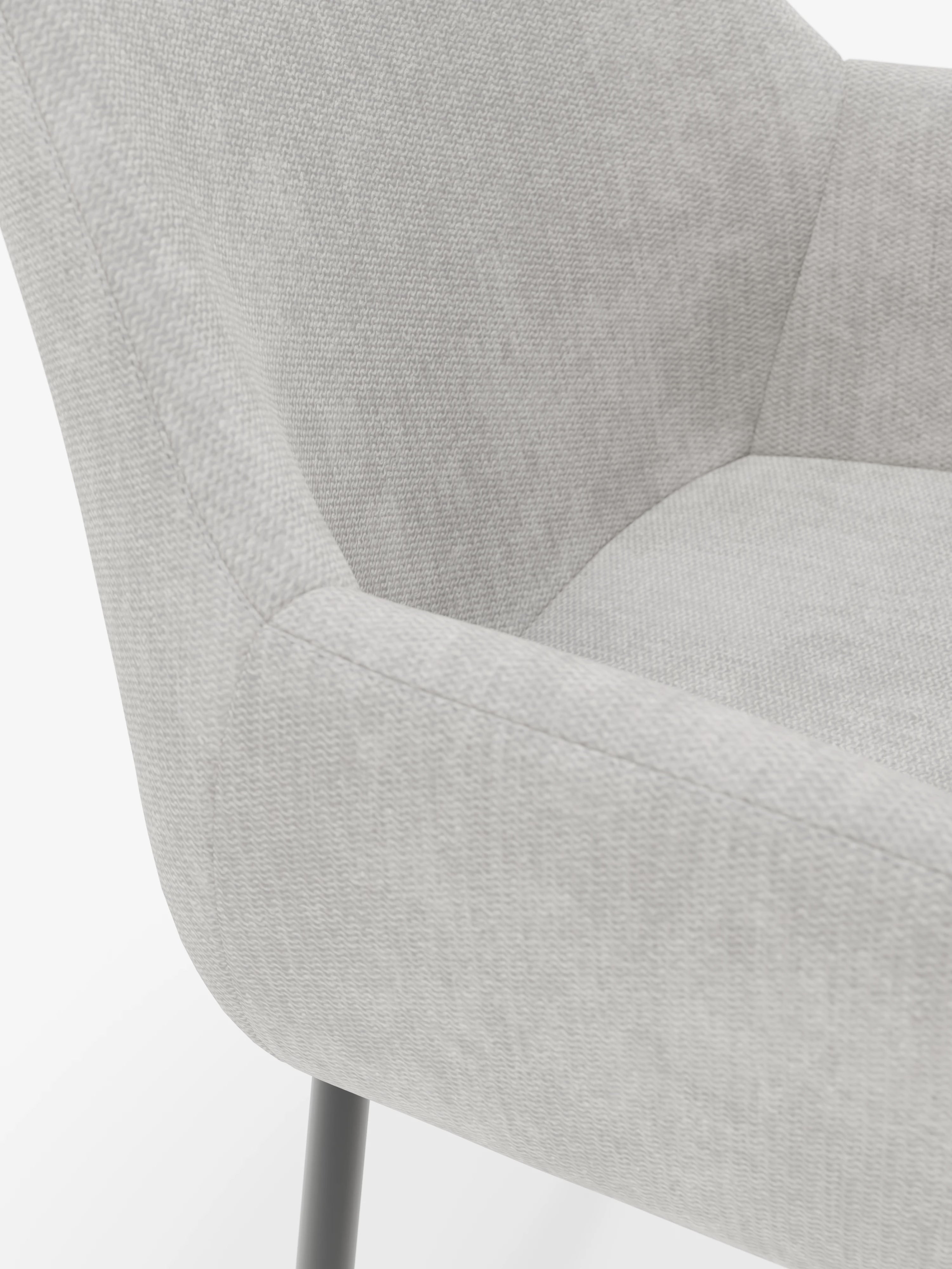 Elodie Chaise rembourrée avec accoudoirs gris clair – design compact et raffiné avec structure en métal