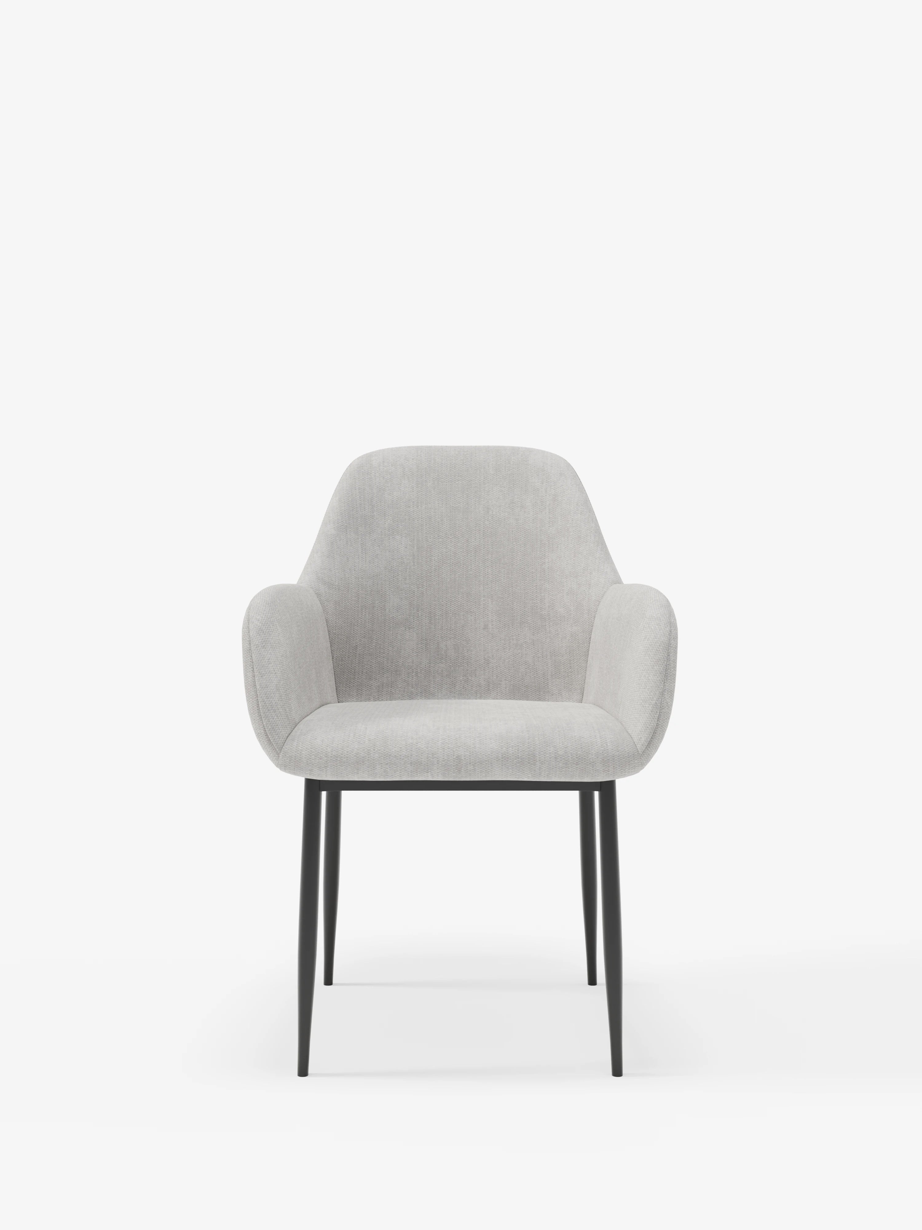 Elodie Chaise rembourrée avec accoudoirs gris clair – design compact et raffiné avec structure en métal