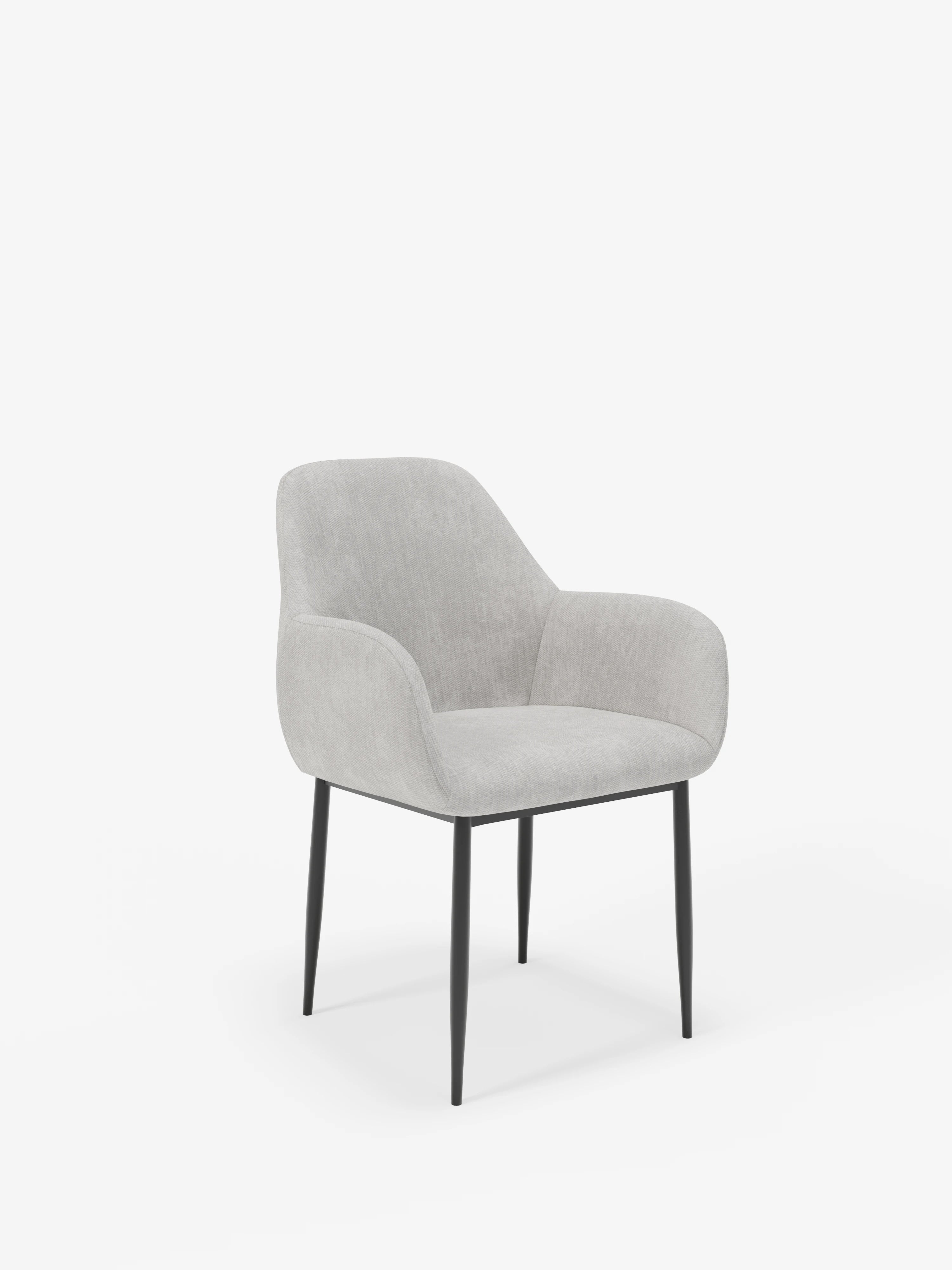 Elodie Chaise rembourrée avec accoudoirs gris clair – design compact et raffiné avec structure en métal