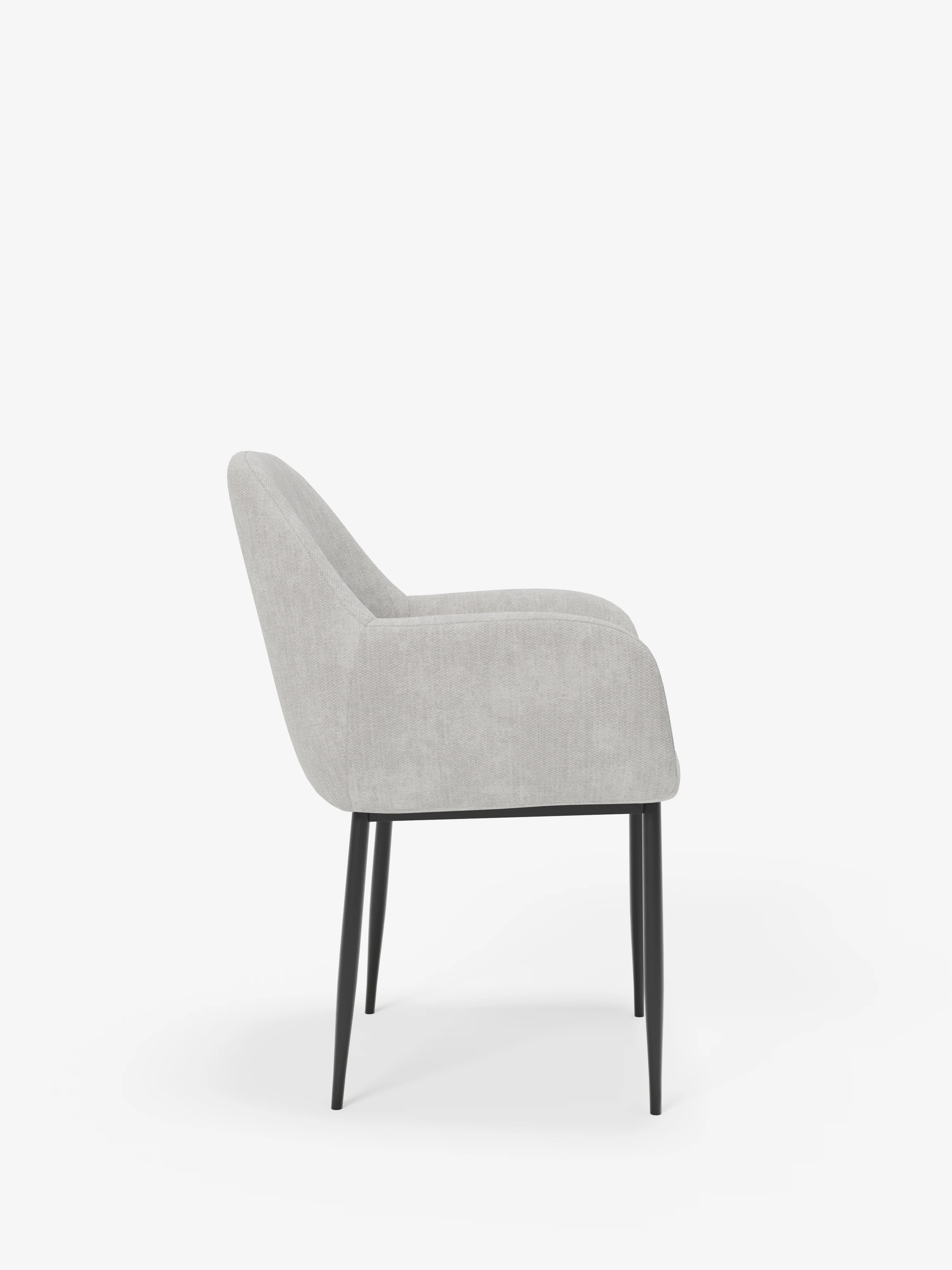 Elodie Chaise rembourrée avec accoudoirs gris clair – design compact et raffiné avec structure en métal