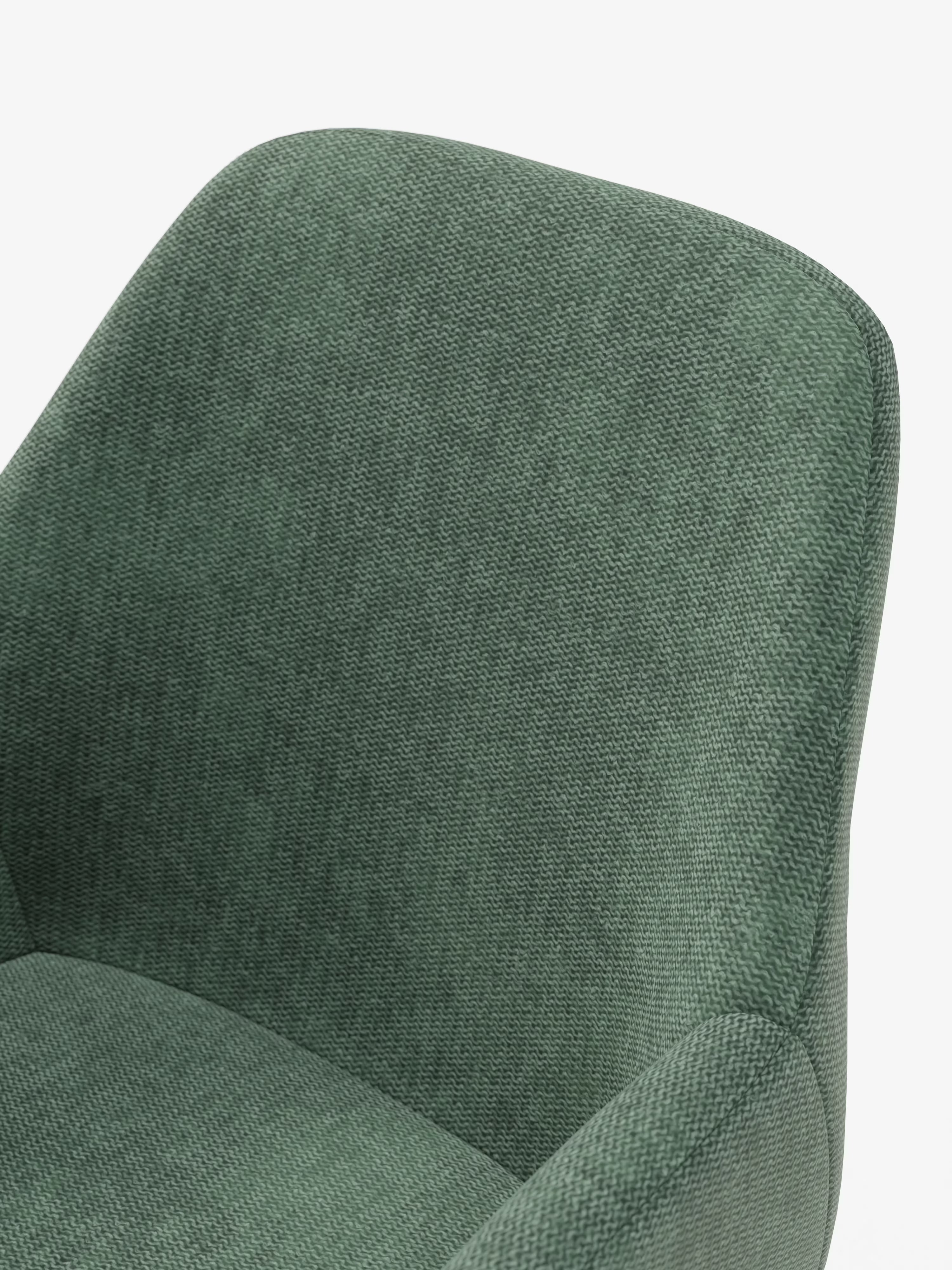 Elodie Chaise rembourrée avec accoudoirs vert – design compact et raffiné avec structure en métal