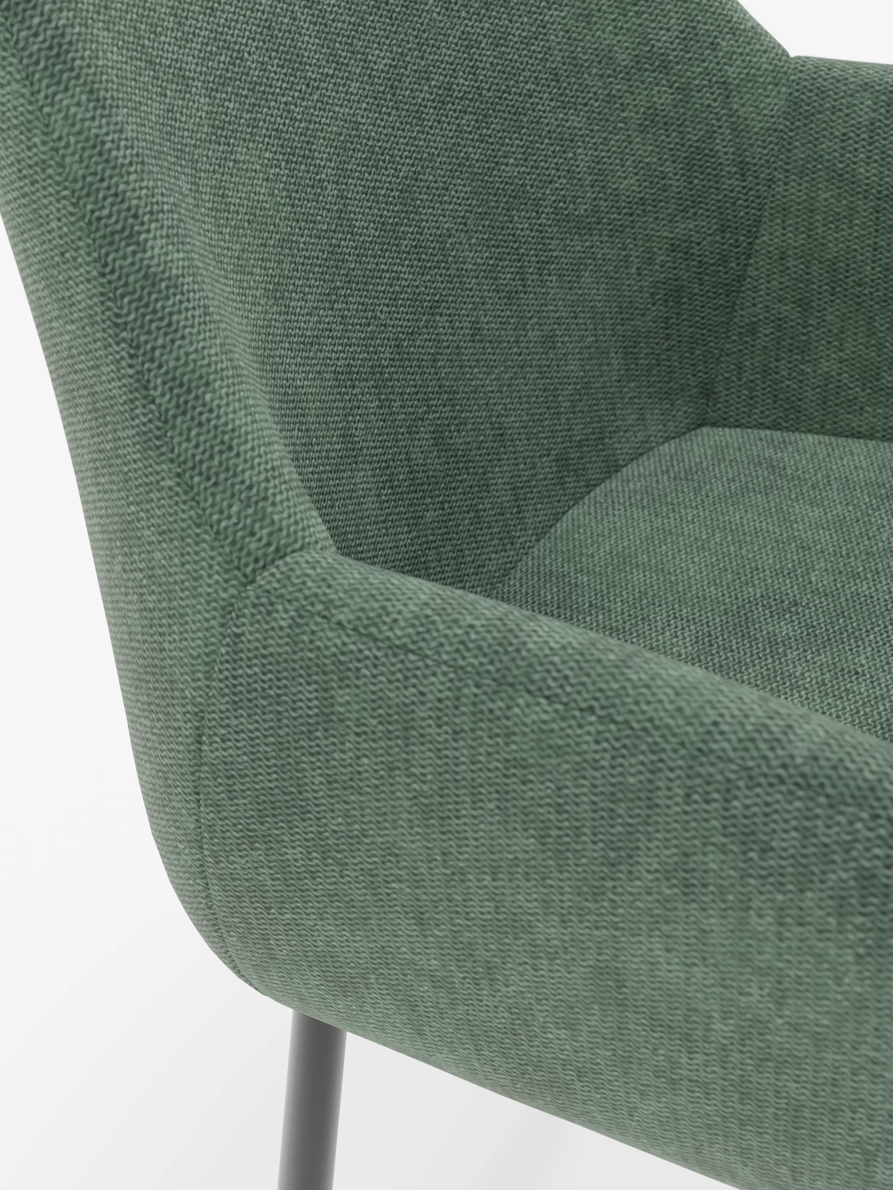 Elodie Chaise rembourrée avec accoudoirs vert – design compact et raffiné avec structure en métal