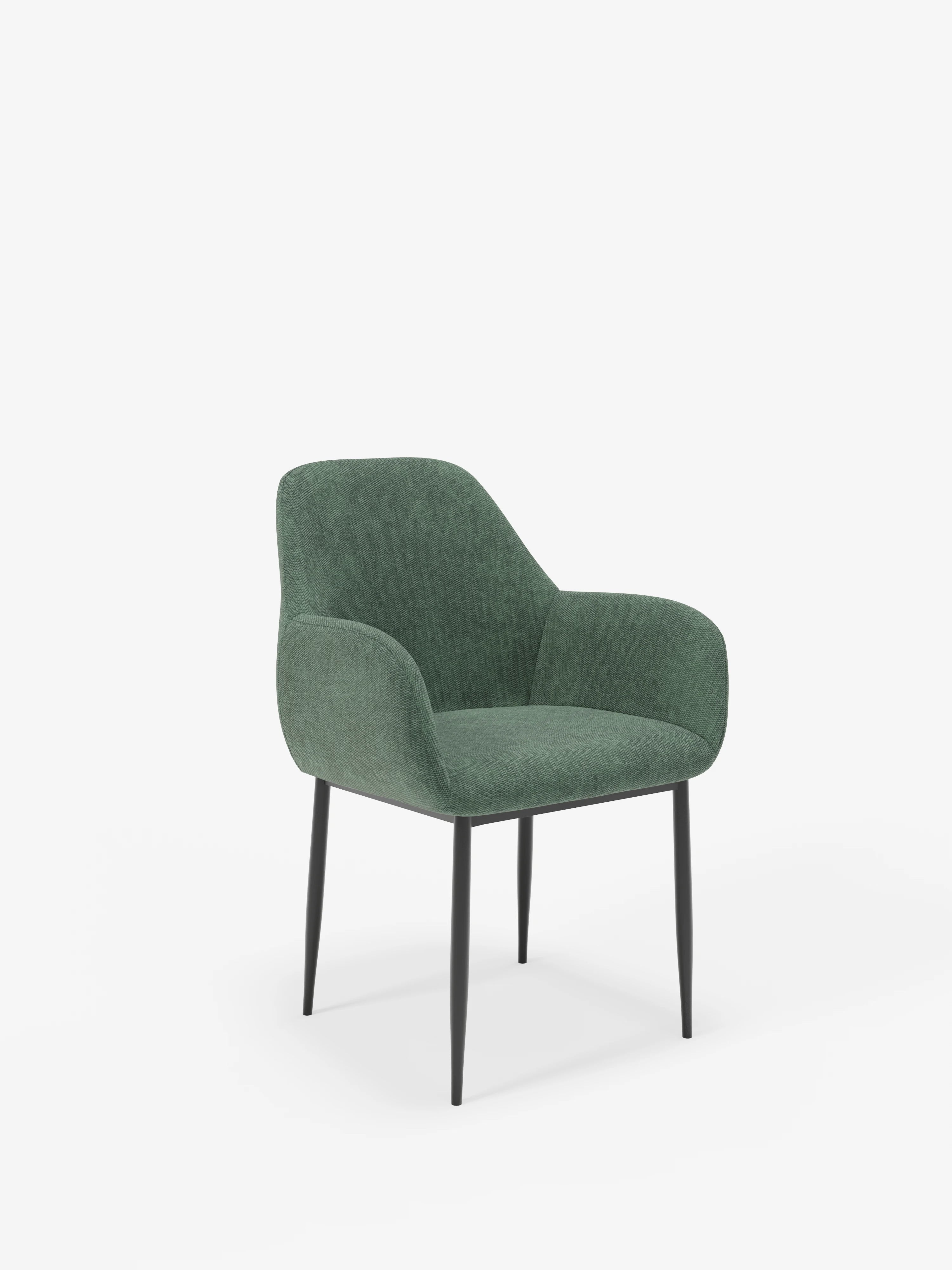 Elodie Chaise rembourrée avec accoudoirs vert – design compact et raffiné avec structure en métal