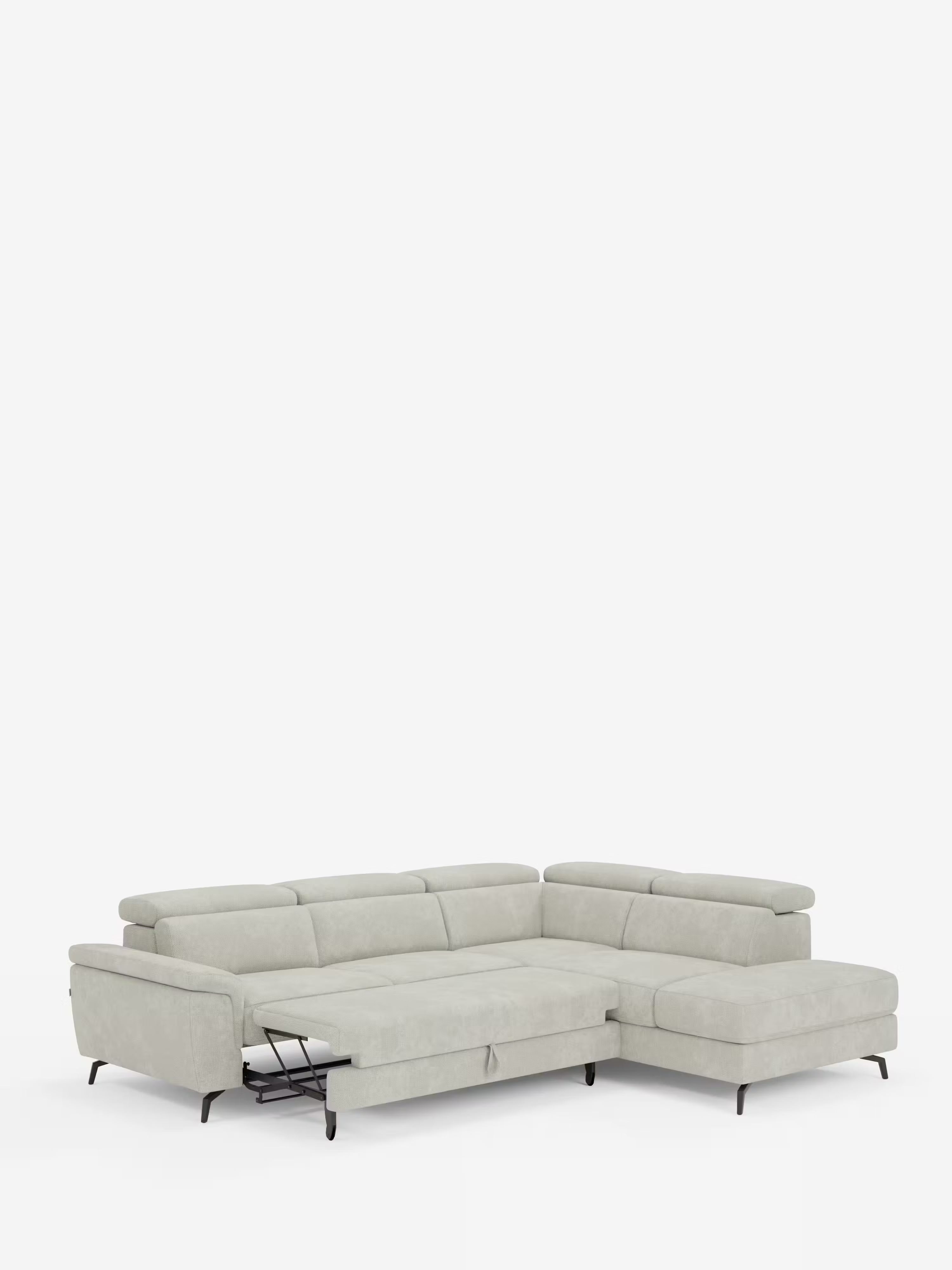 Estro divano angolare con elemento estraibile e poggiatesta reclinabili in tessuto impermeabile