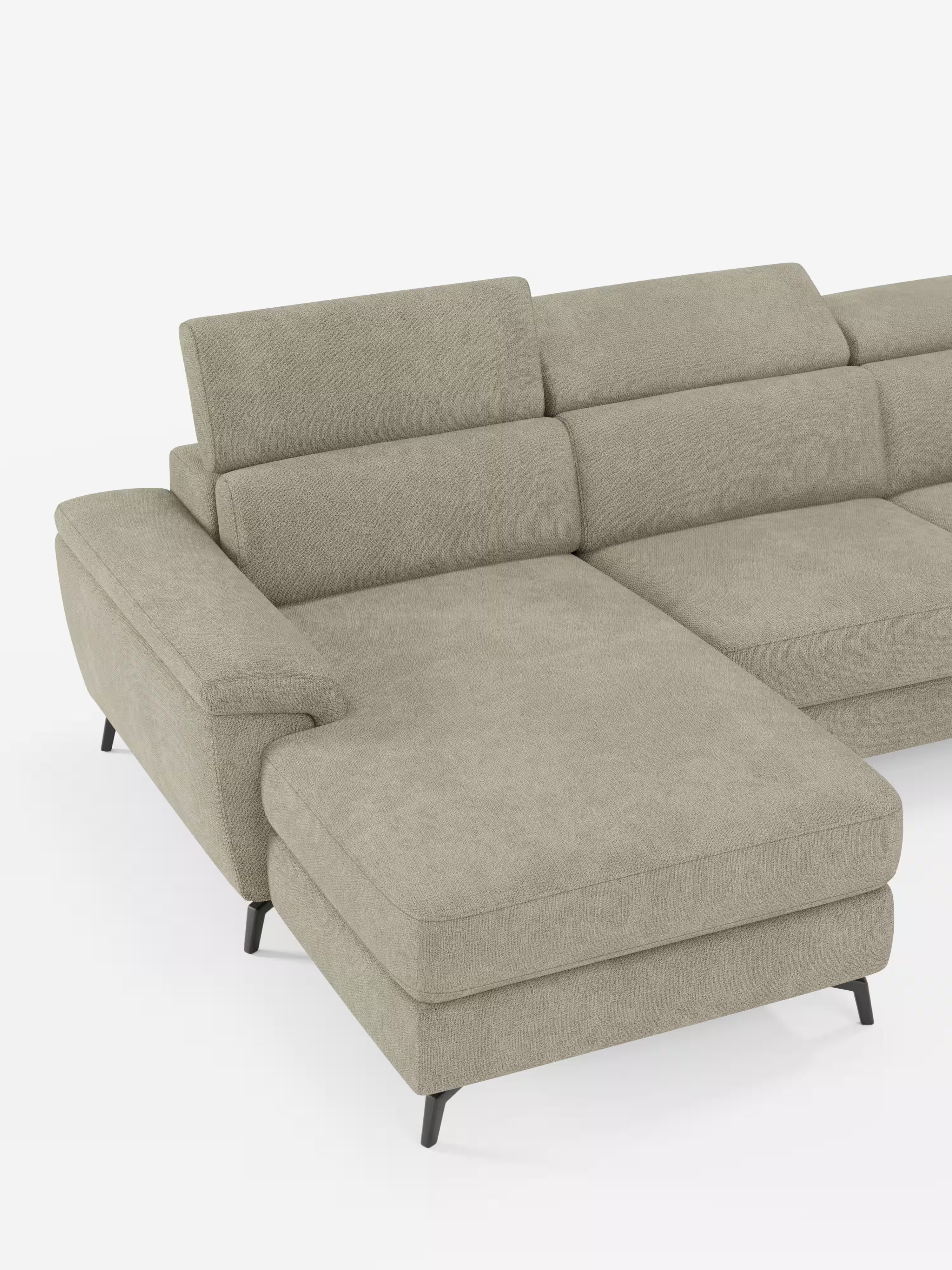 Estro divano con penisola e poggiapiedi estraibile - poggiatesta reclinabili in tessuto impermeabile
