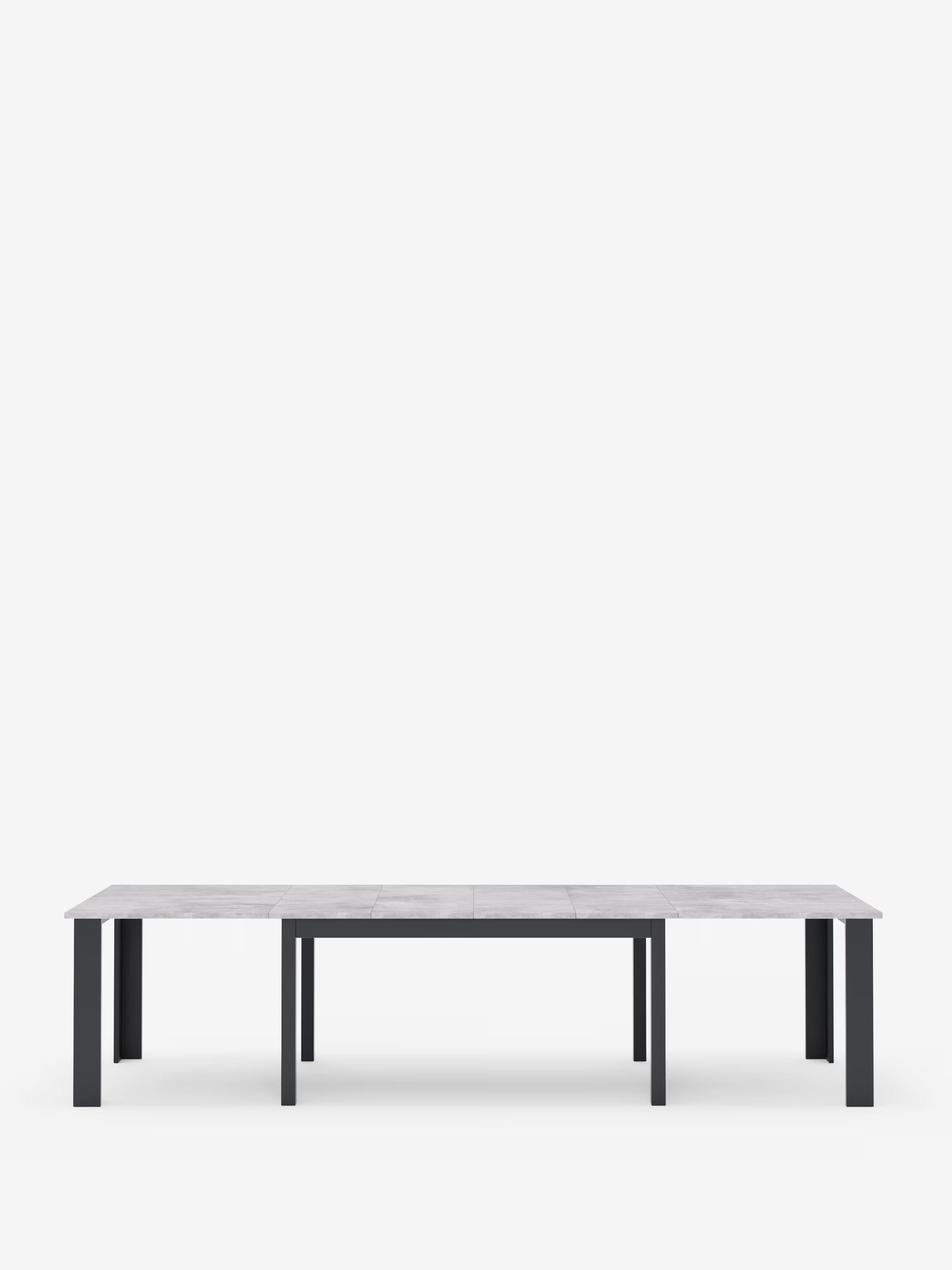 Fabio Mesa extensible en melamina efecto gris cemento – base antracita 160 (320) x 90 cm