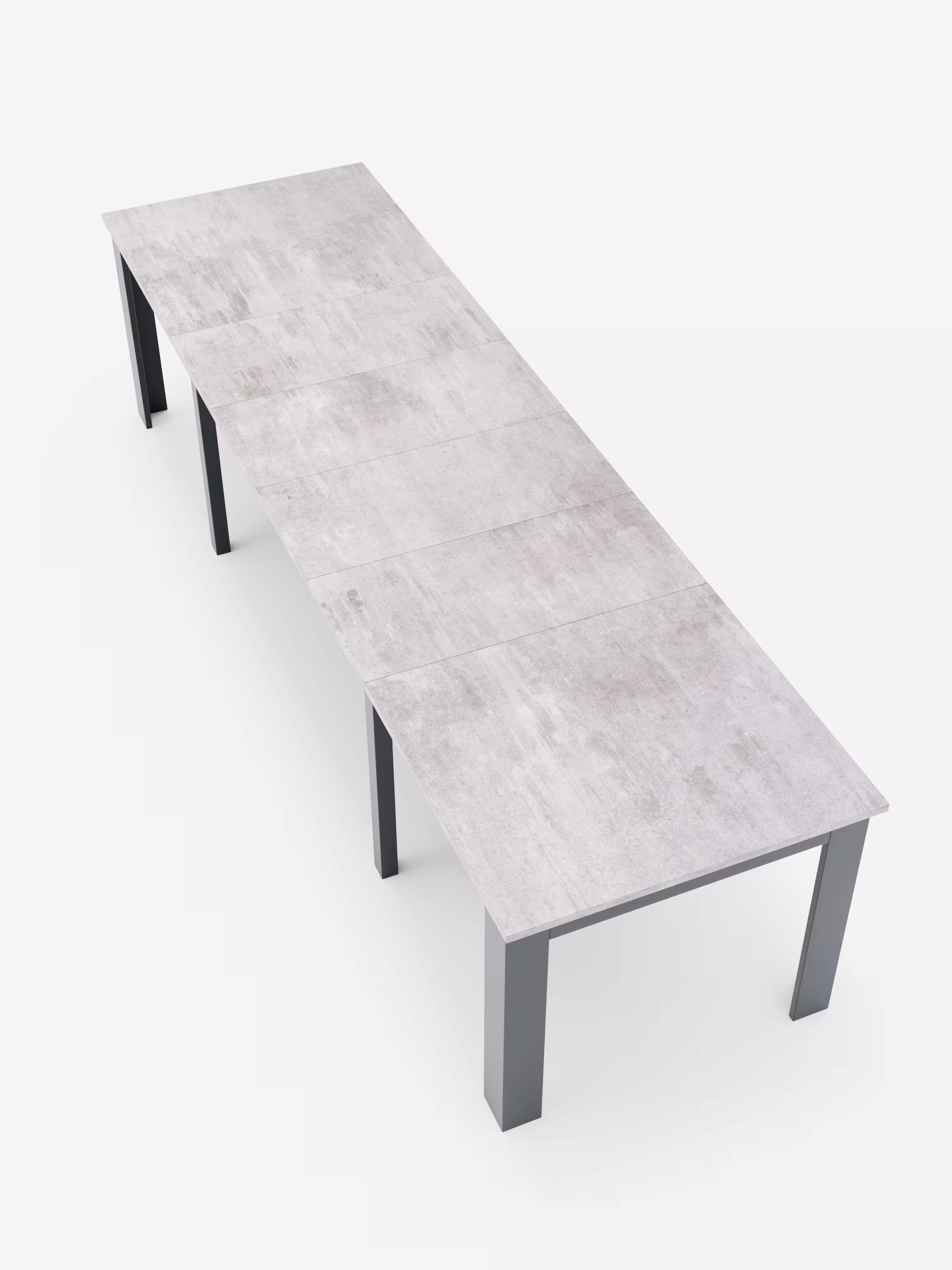 Fabio Mesa extensible en melamina efecto gris cemento – base antracita 160 (320) x 90 cm