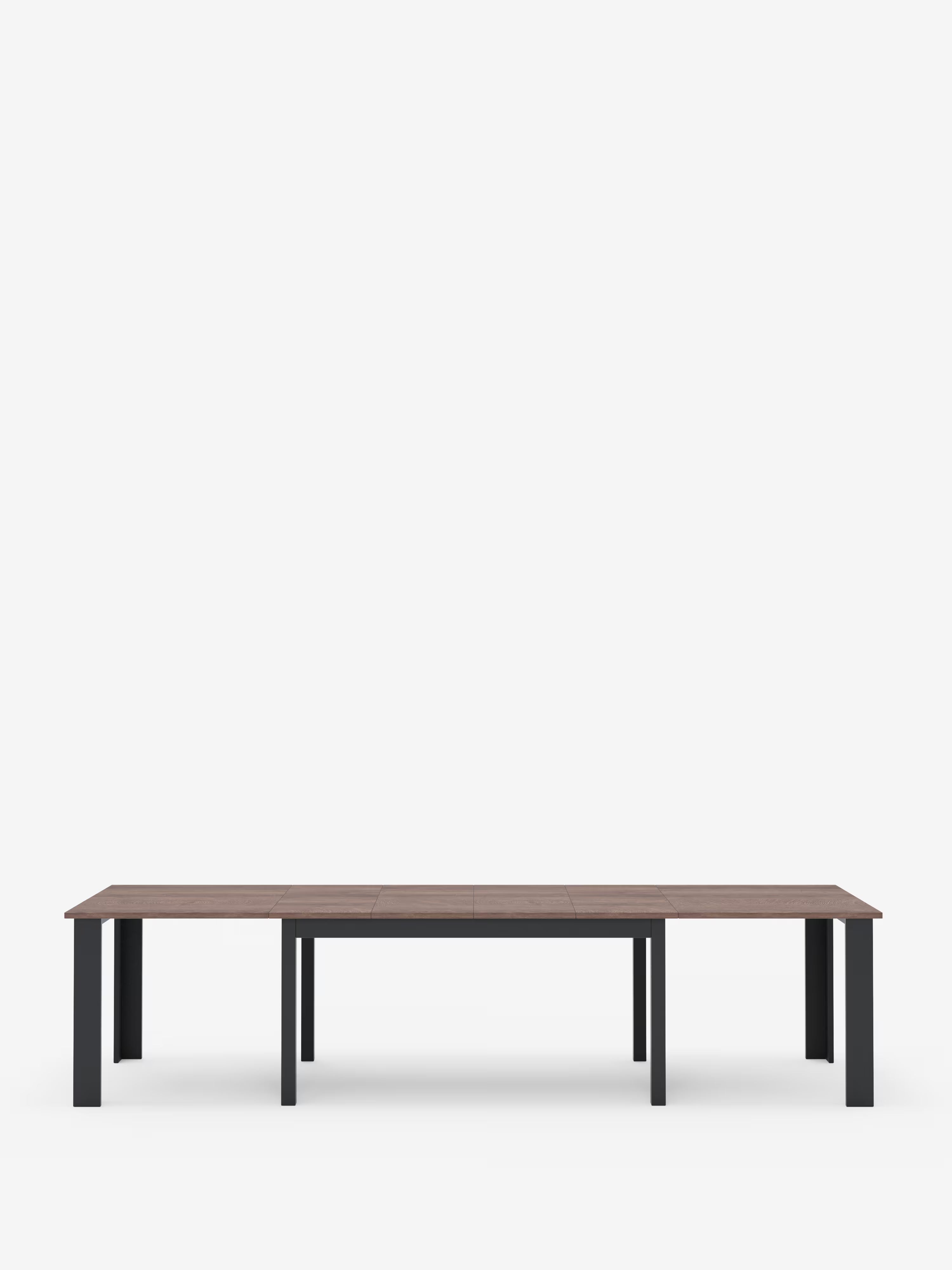 Fabio Mesa extensible en melamina efecto teca – base antracita 160 (320) x 90 cm