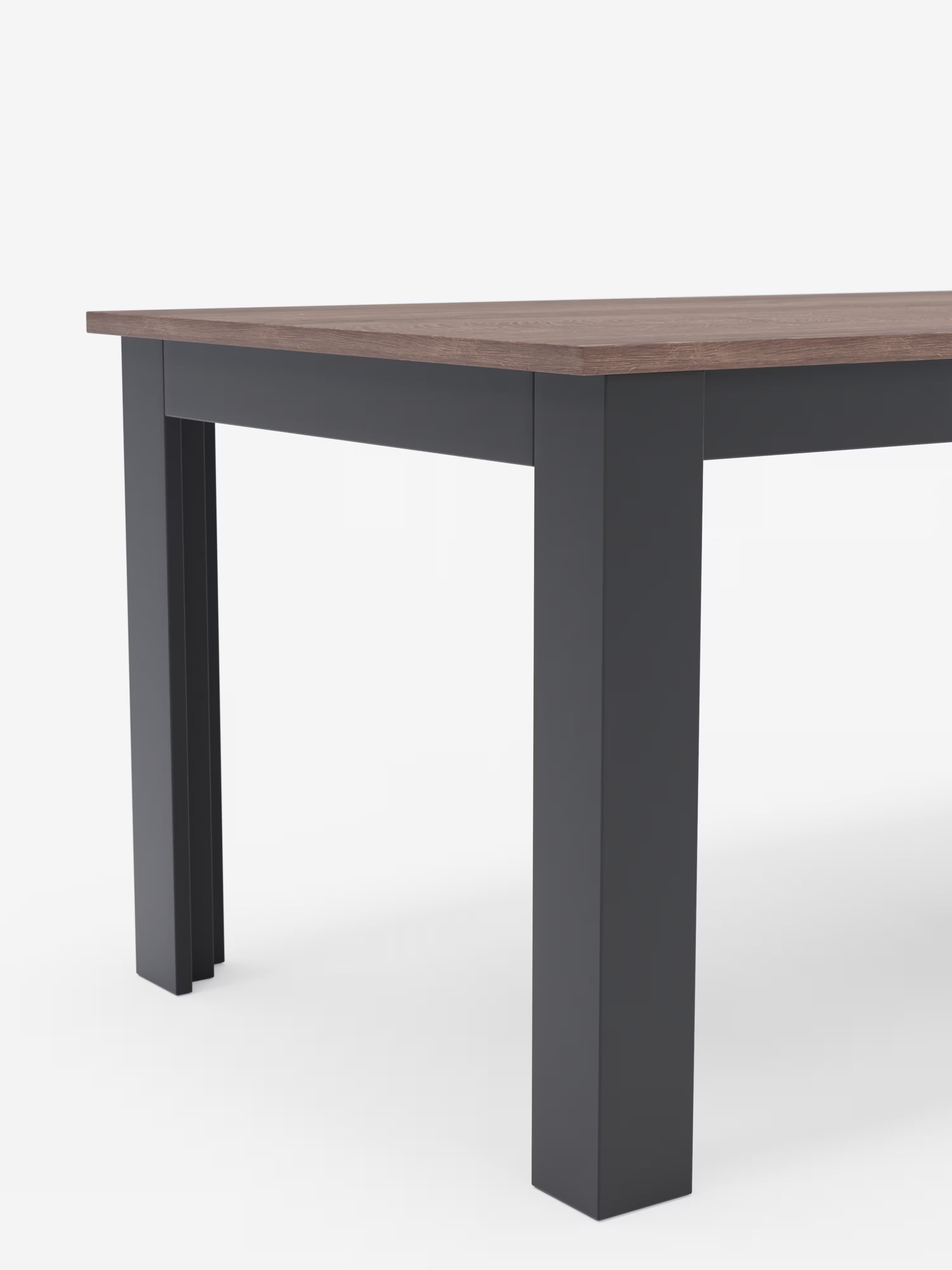 Fabio Mesa extensible en melamina efecto teca – base antracita 160 (320) x 90 cm