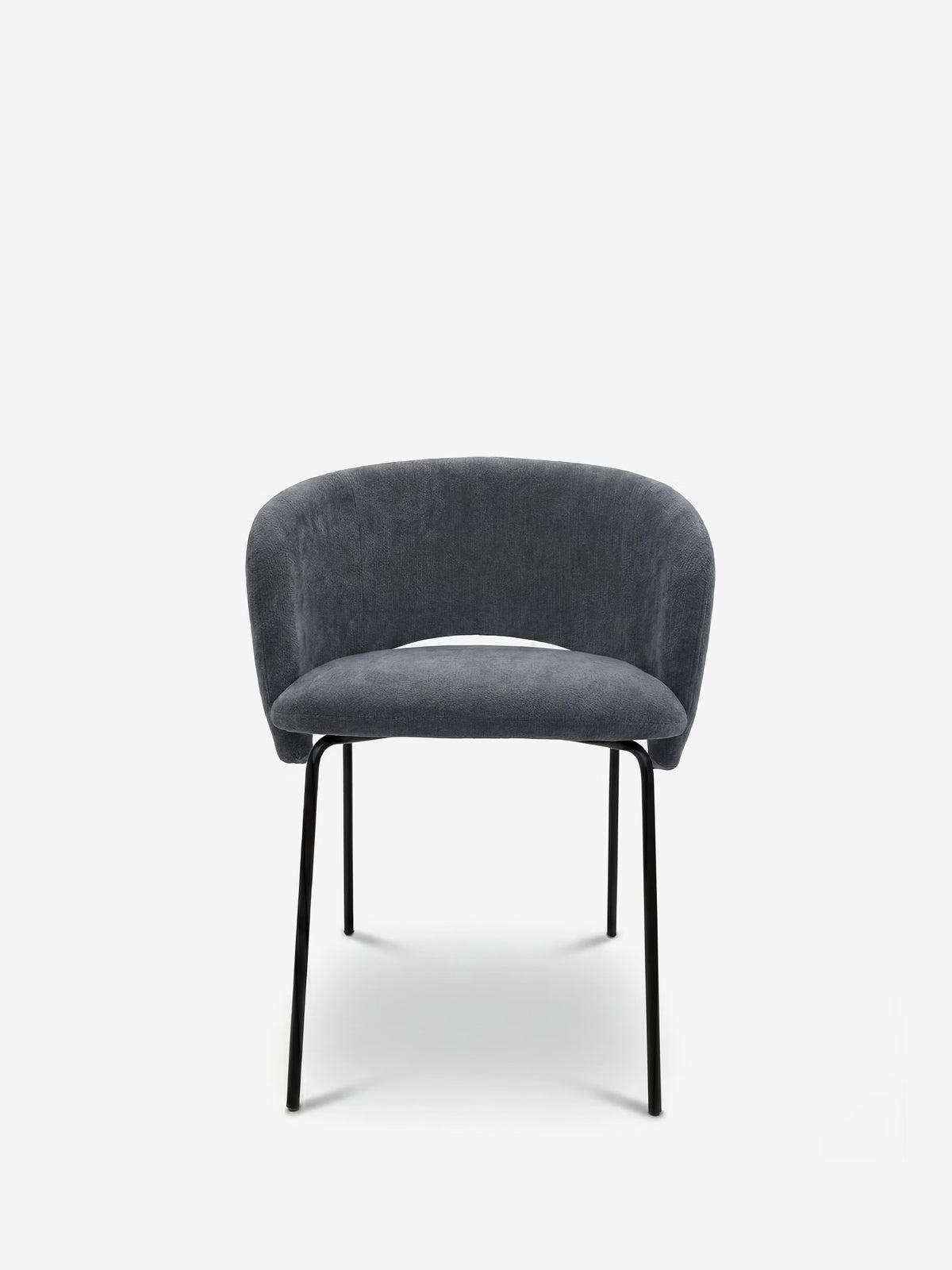 Fosca Sedia imbottita di design in morbido tessuto con braccioli e gambe in metallo nero