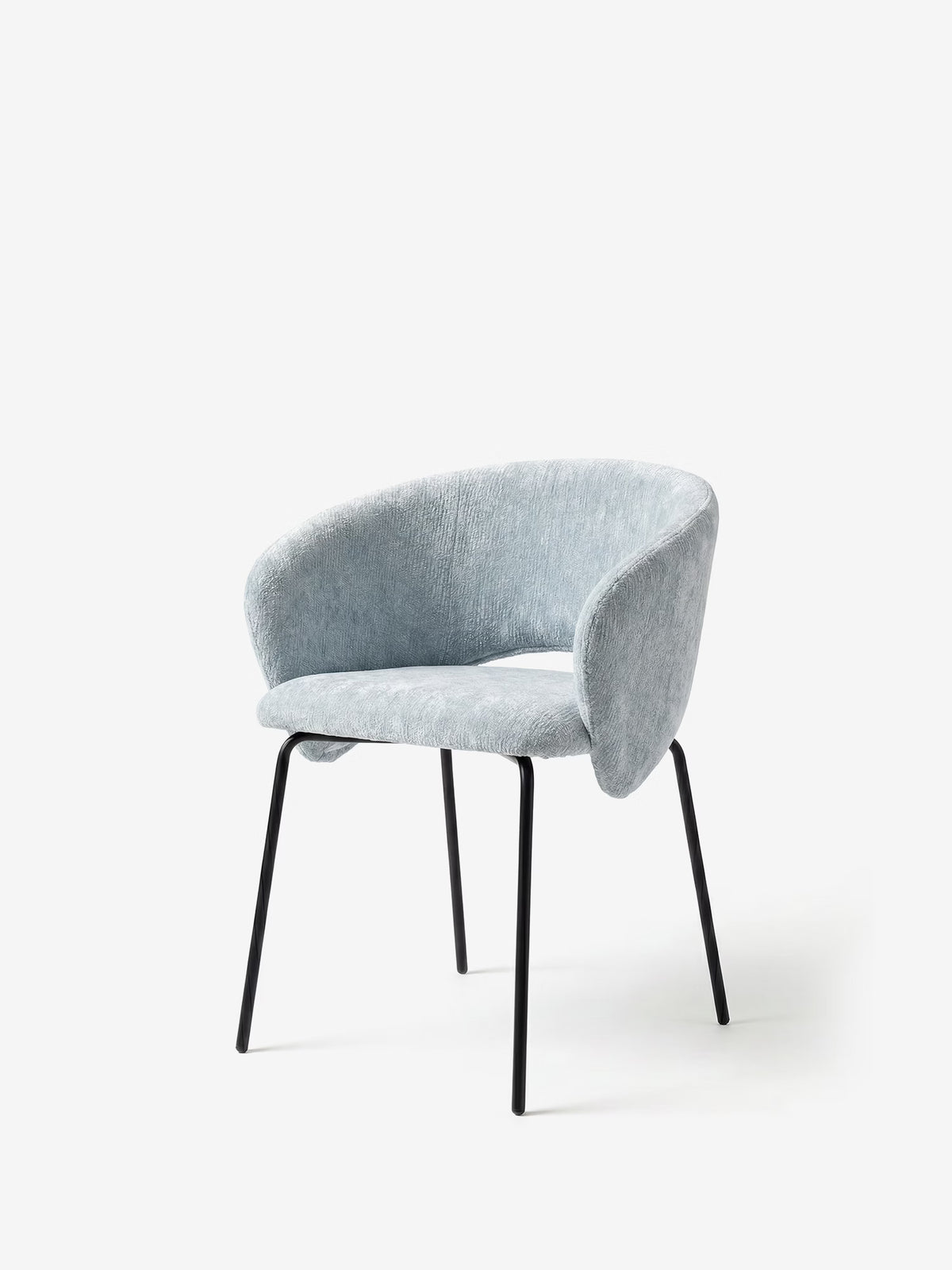 Fosca Sedia imbottita di design in morbido tessuto con braccioli e gambe in metallo nero