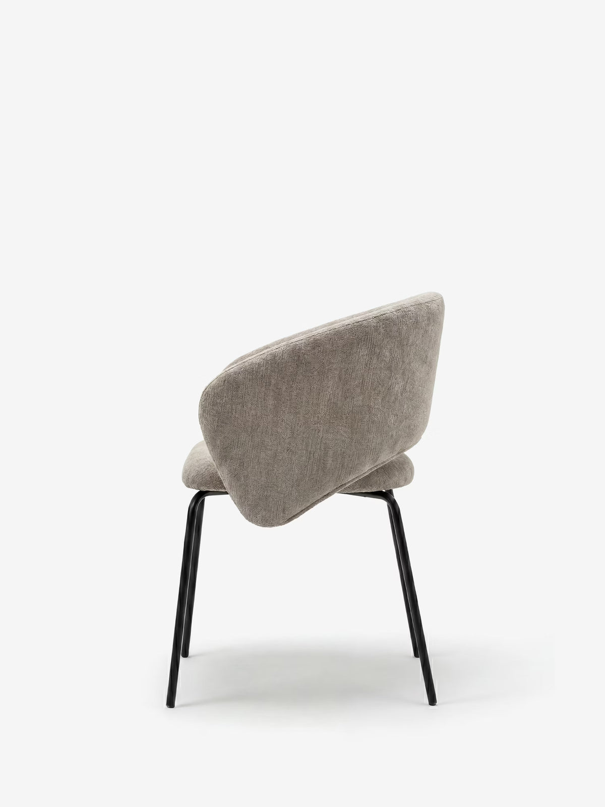 Fosca Sedia imbottita di design in morbido tessuto con braccioli e gambe in metallo nero