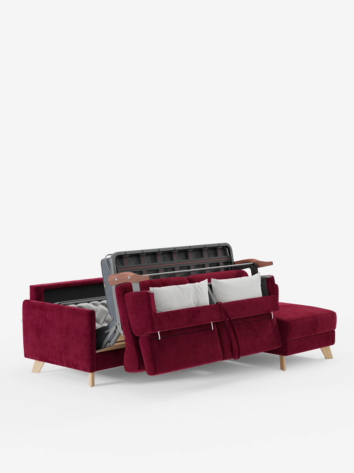 Francy abziehbares Klappsofa mit verstellbaren Kopfstützen und Stauraum-Ottomane