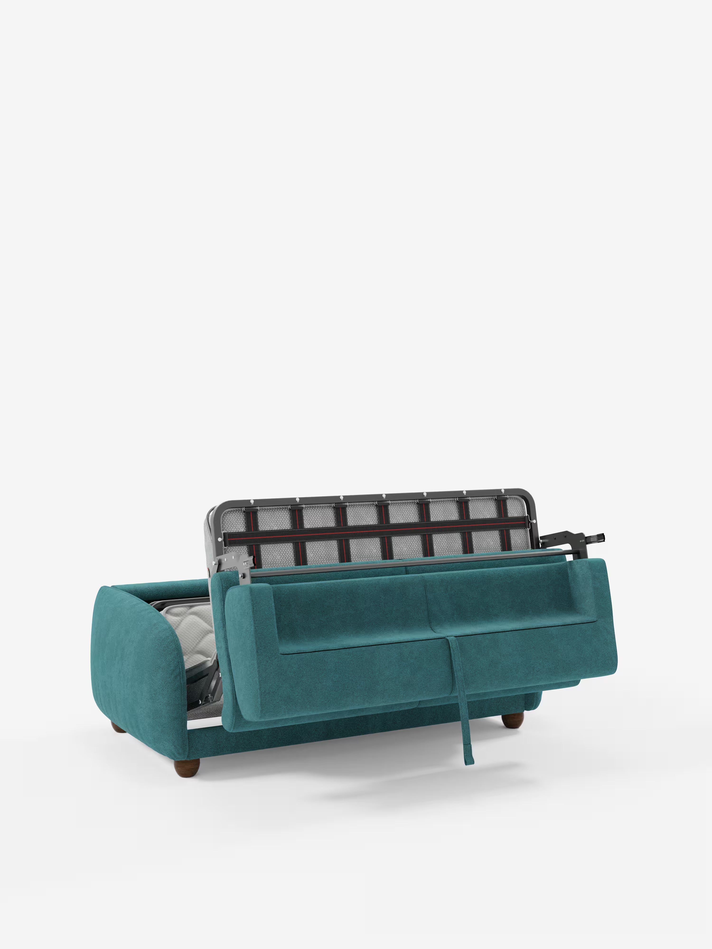 Giglio Divano letto con materasso alto 18 cm stile Japandi - 2 e 3 posti in bouclé beige impermeabile