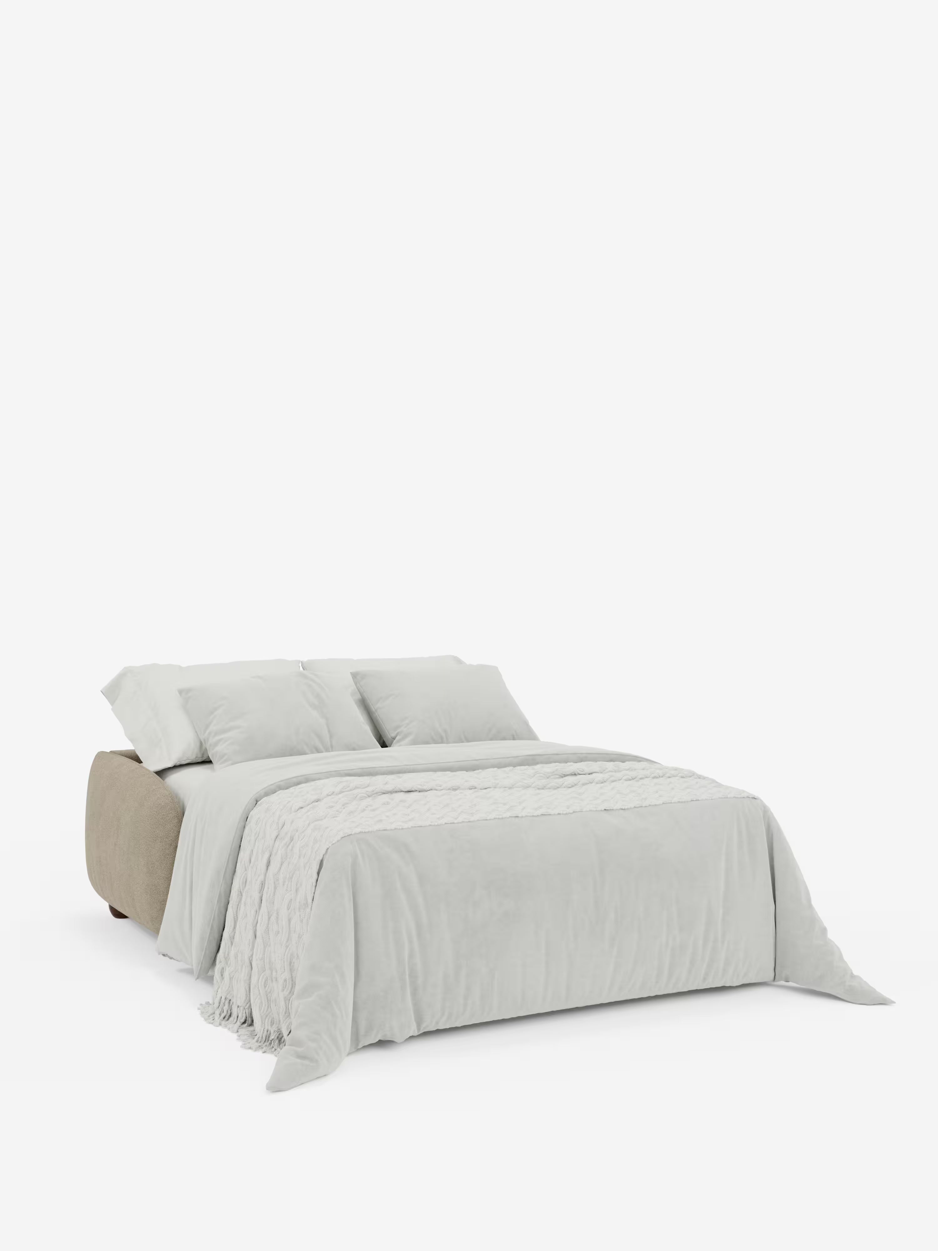 Giglio Divano letto con materasso alto 18 cm stile Japandi - 2 e 3 posti in bouclé beige impermeabile