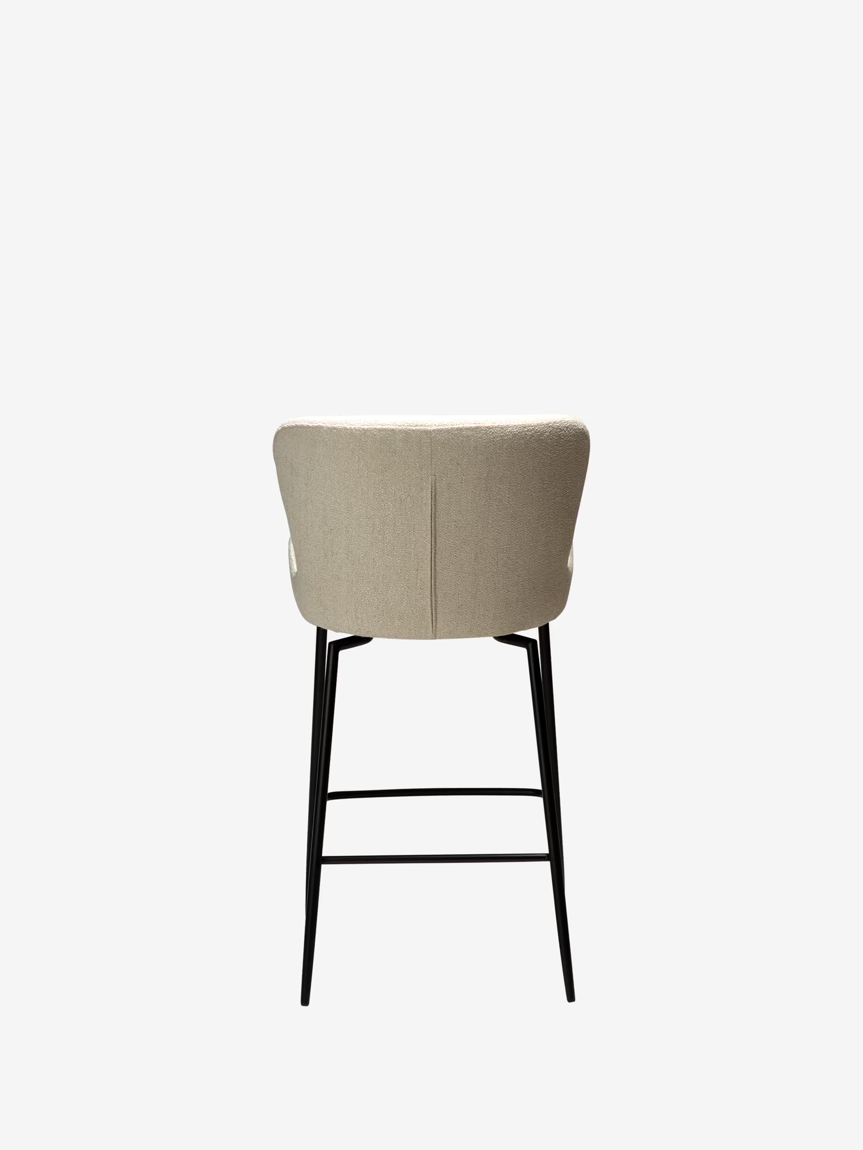 Glam Tabouret pivotant avec retour automatique - tissu bouclé avec base en métal