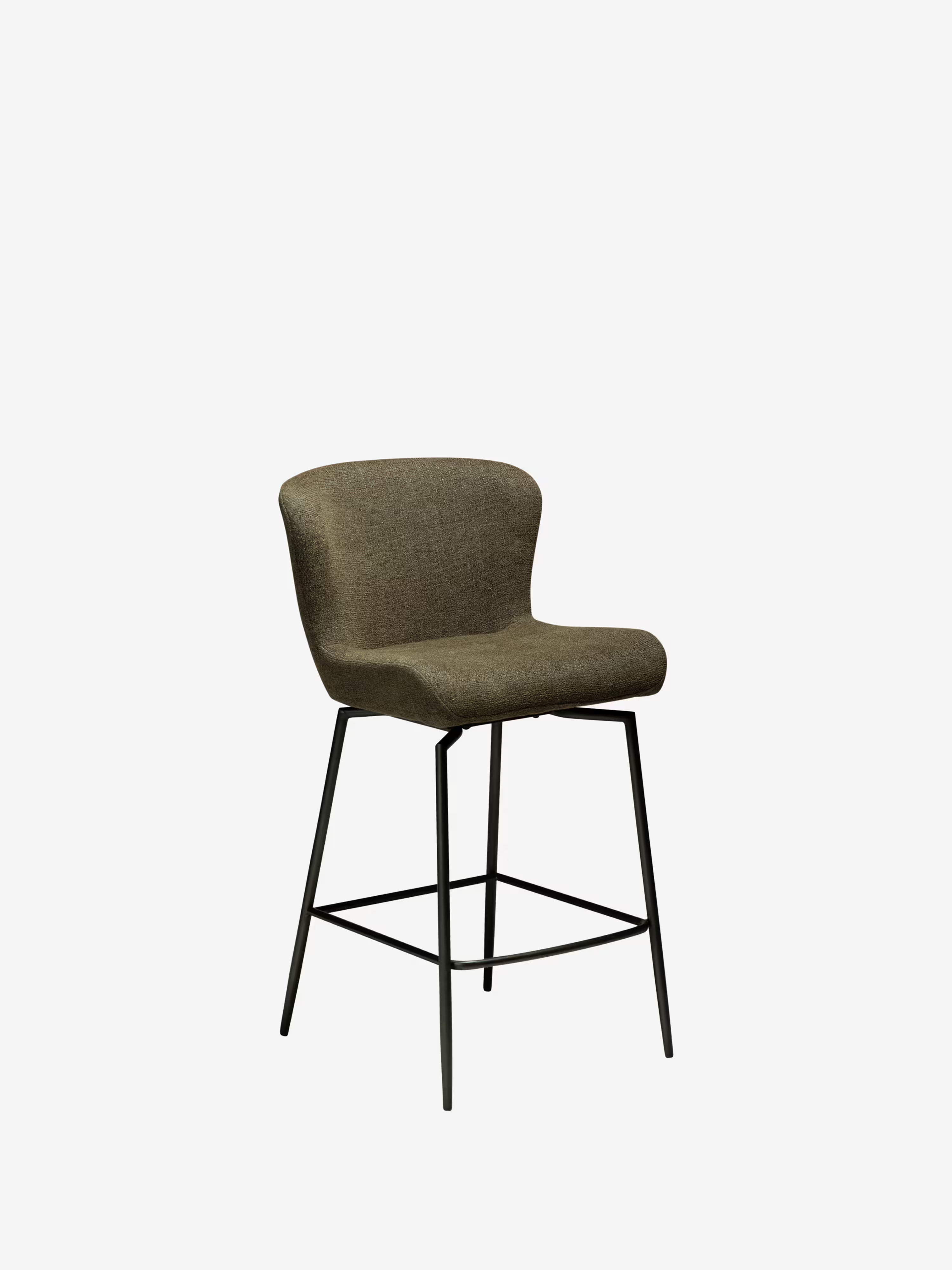 Glam Tabouret pivotant avec retour automatique - tissu bouclé avec base en métal