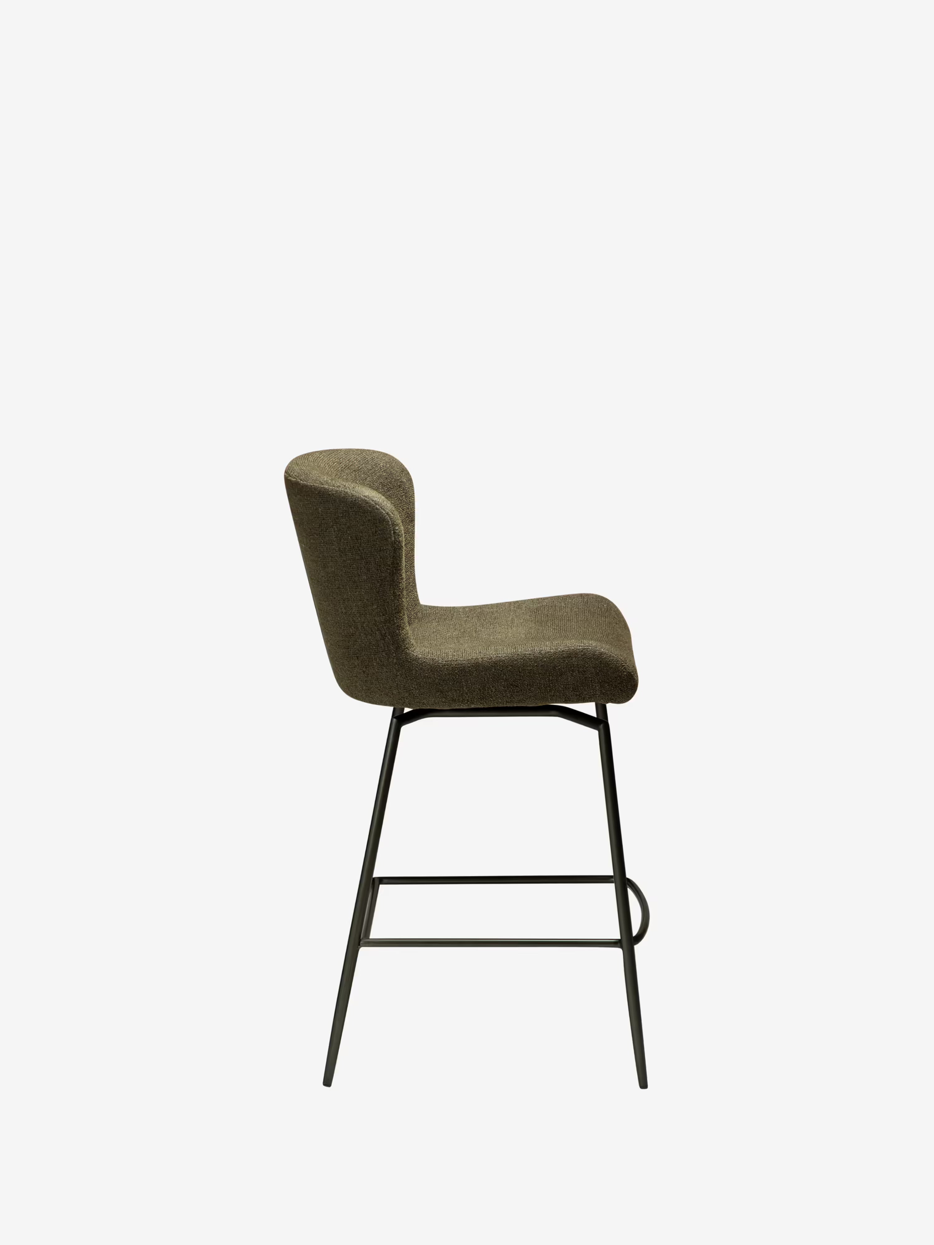 Glam Tabouret pivotant avec retour automatique - tissu bouclé avec base en métal