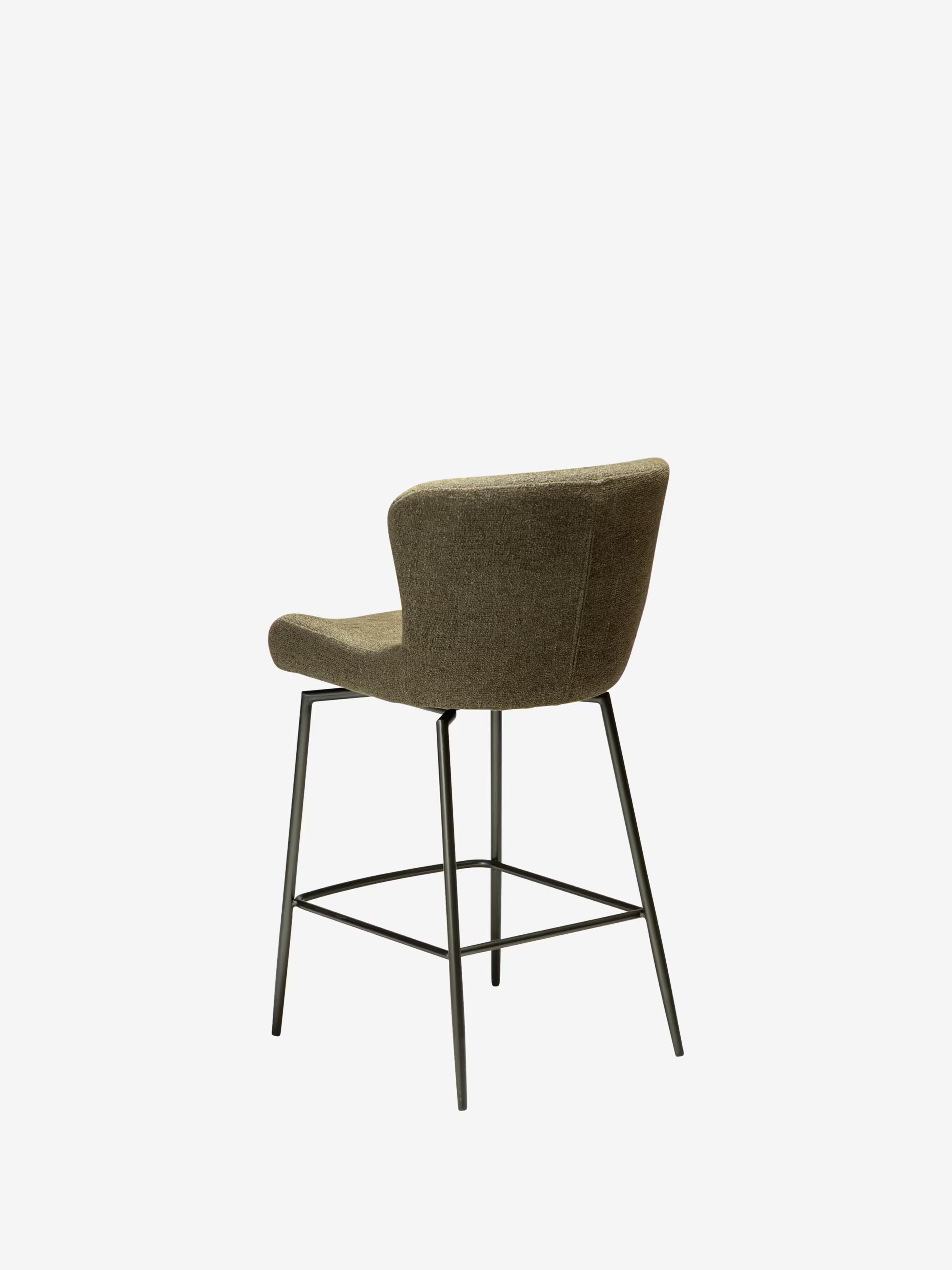 Glam Tabouret pivotant avec retour automatique - tissu bouclé avec base en métal