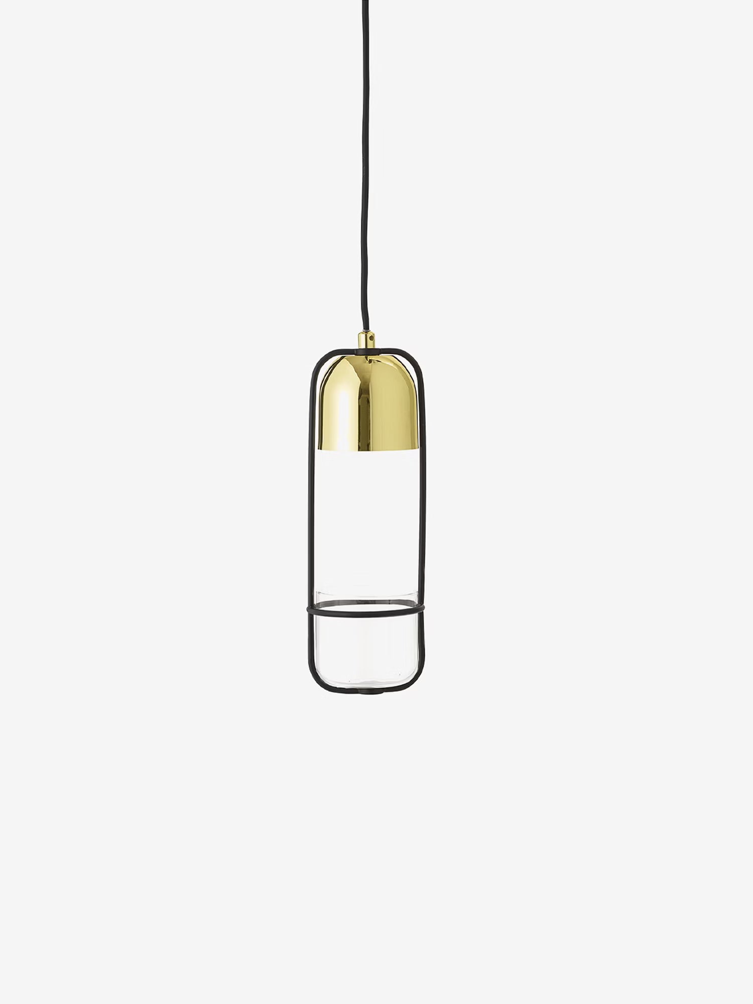 Gullak Pendant lamp in golden metal with decorative vase
