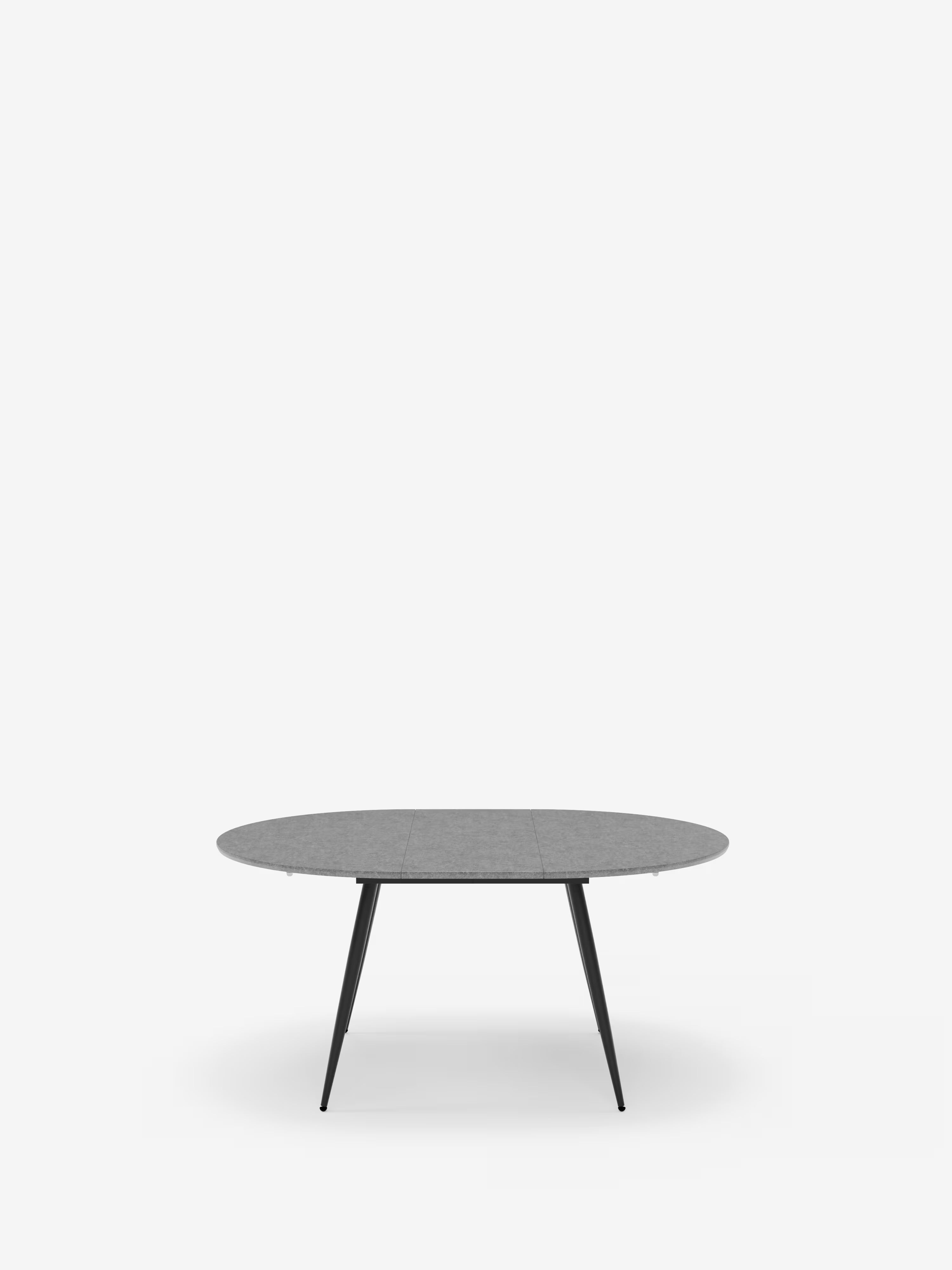 Habla Mesa redonda extensible con sobre efecto cemento – base de metal negro Ø 120 (L 160) cm