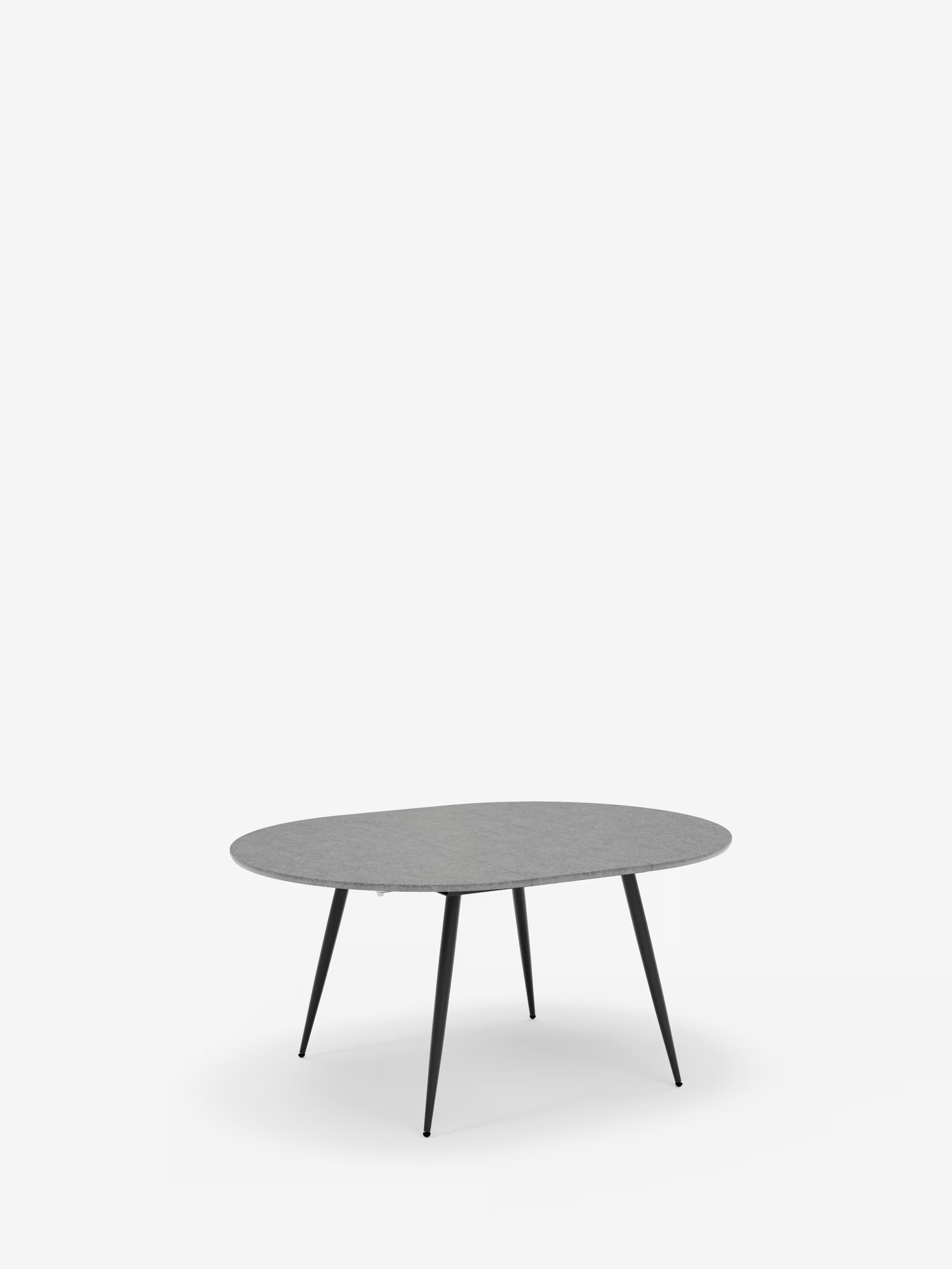 Habla Mesa redonda extensible con sobre efecto cemento – base de metal negro Ø 120 (L 160) cm